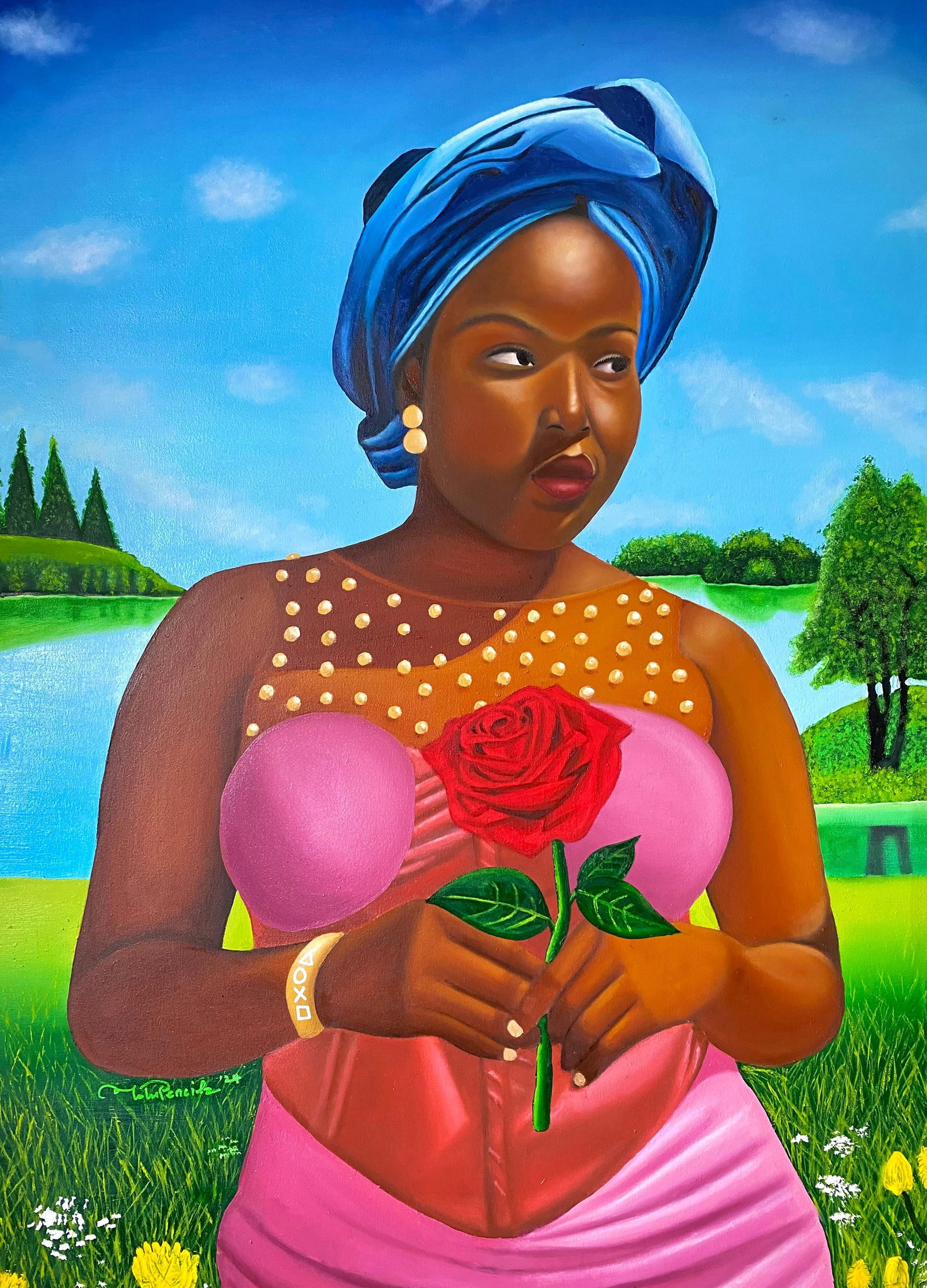 Tolulope Adigbo, My Rose Is Yours Alone - 21st Century Contemporary, Figurative Portrait, Fashion, - 5