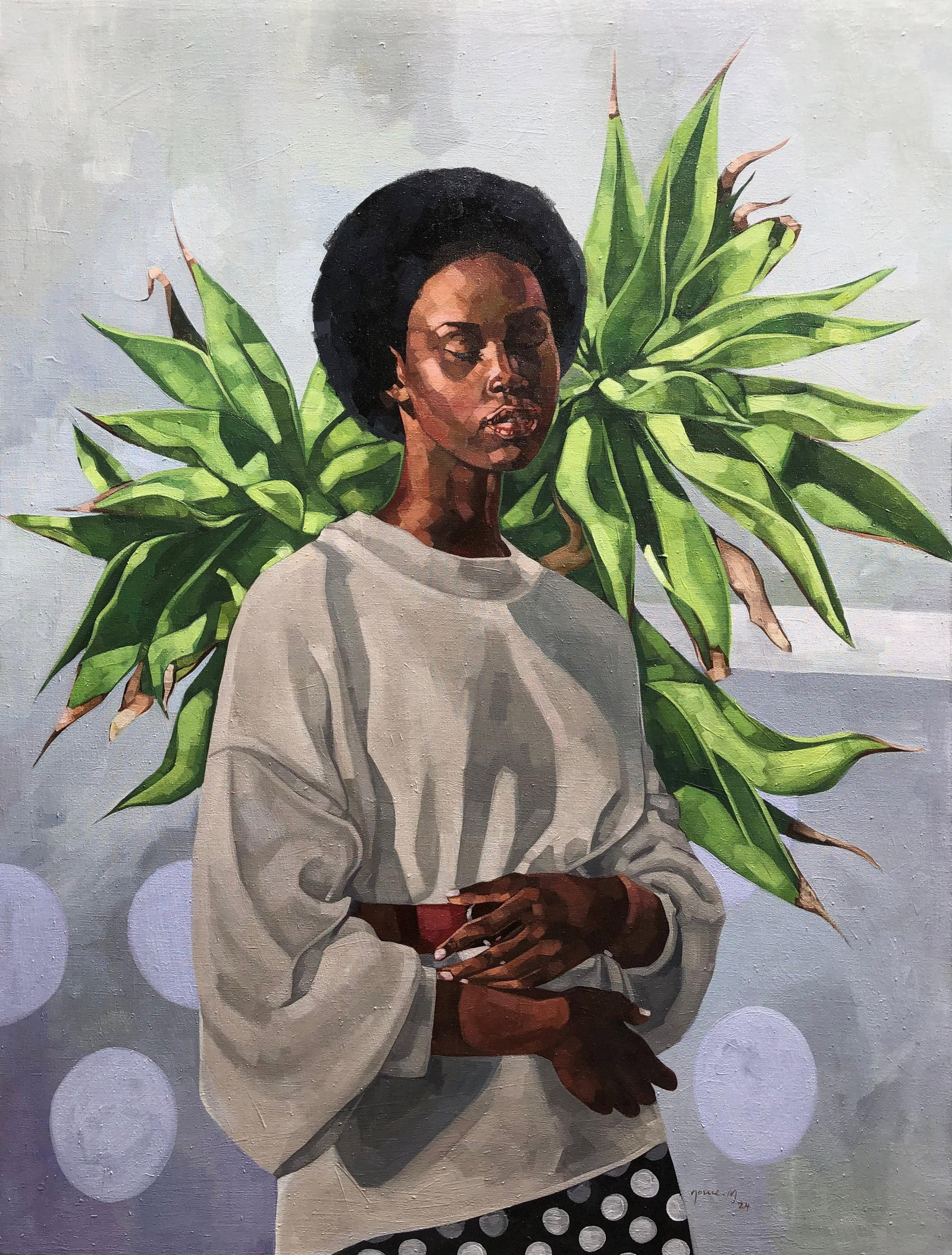 Josue M Pierre, Maya - 21st Century, Contemporary, Figurative Portrait, Woman with Closed Eyes, 2024 - 10