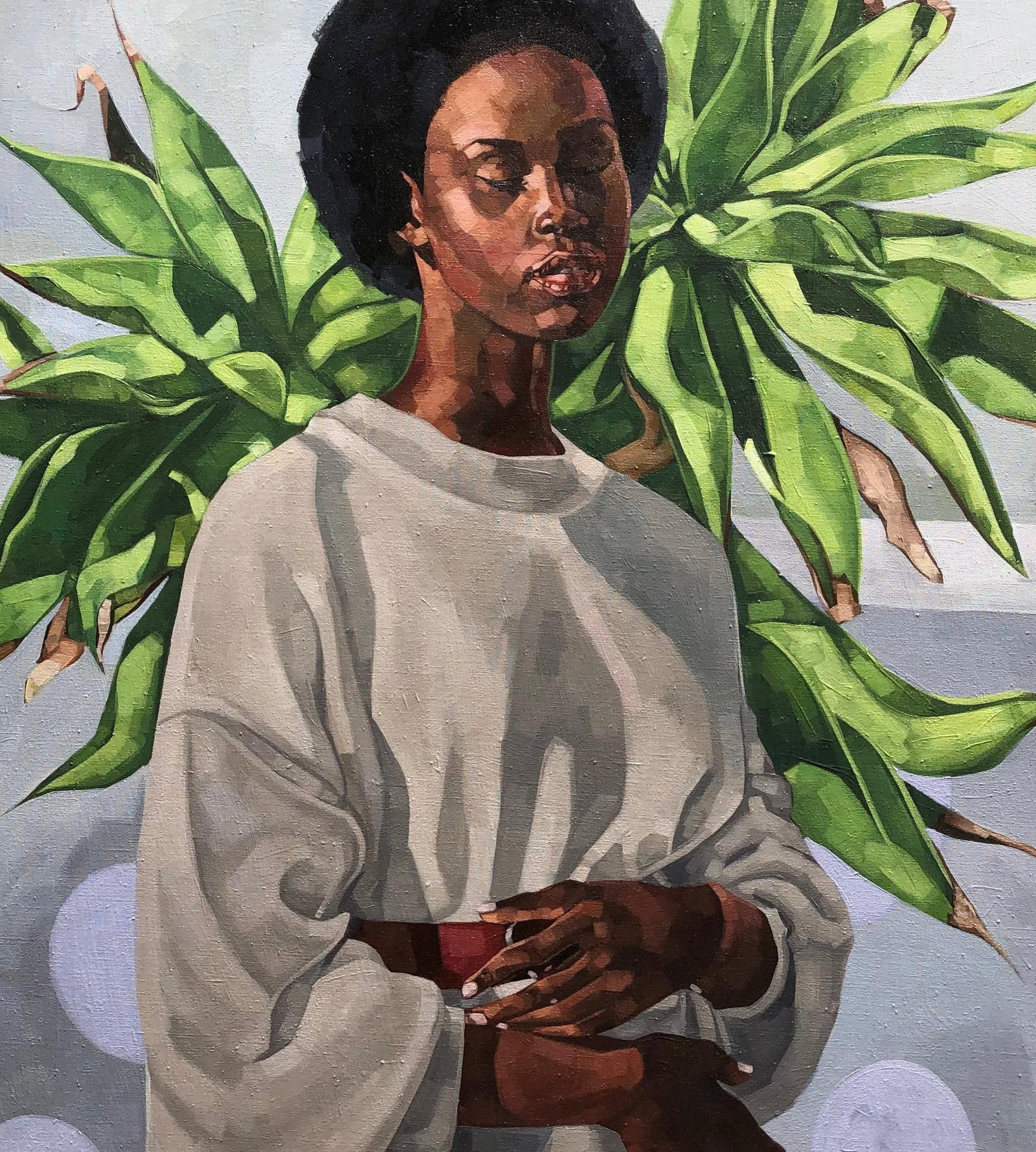 Josue M Pierre, Maya - 21st Century, Contemporary, Figurative Portrait, Woman with Closed Eyes, 2024 - 3