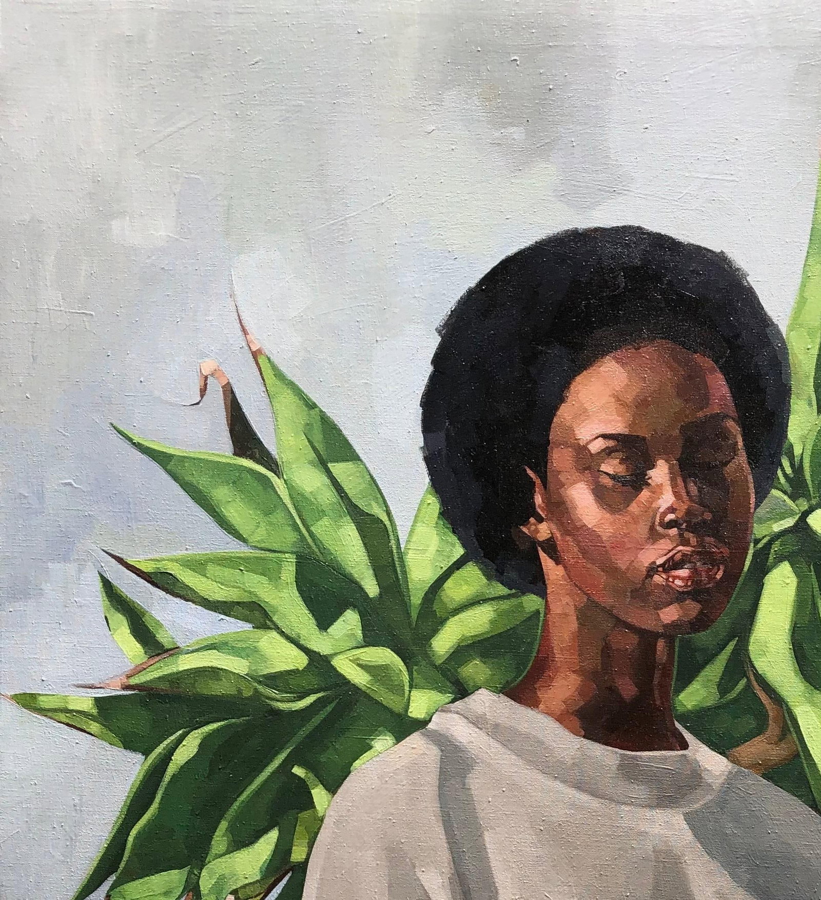 Josue M Pierre, Maya - 21st Century, Contemporary, Figurative Portrait, Woman with Closed Eyes, 2024 - 5