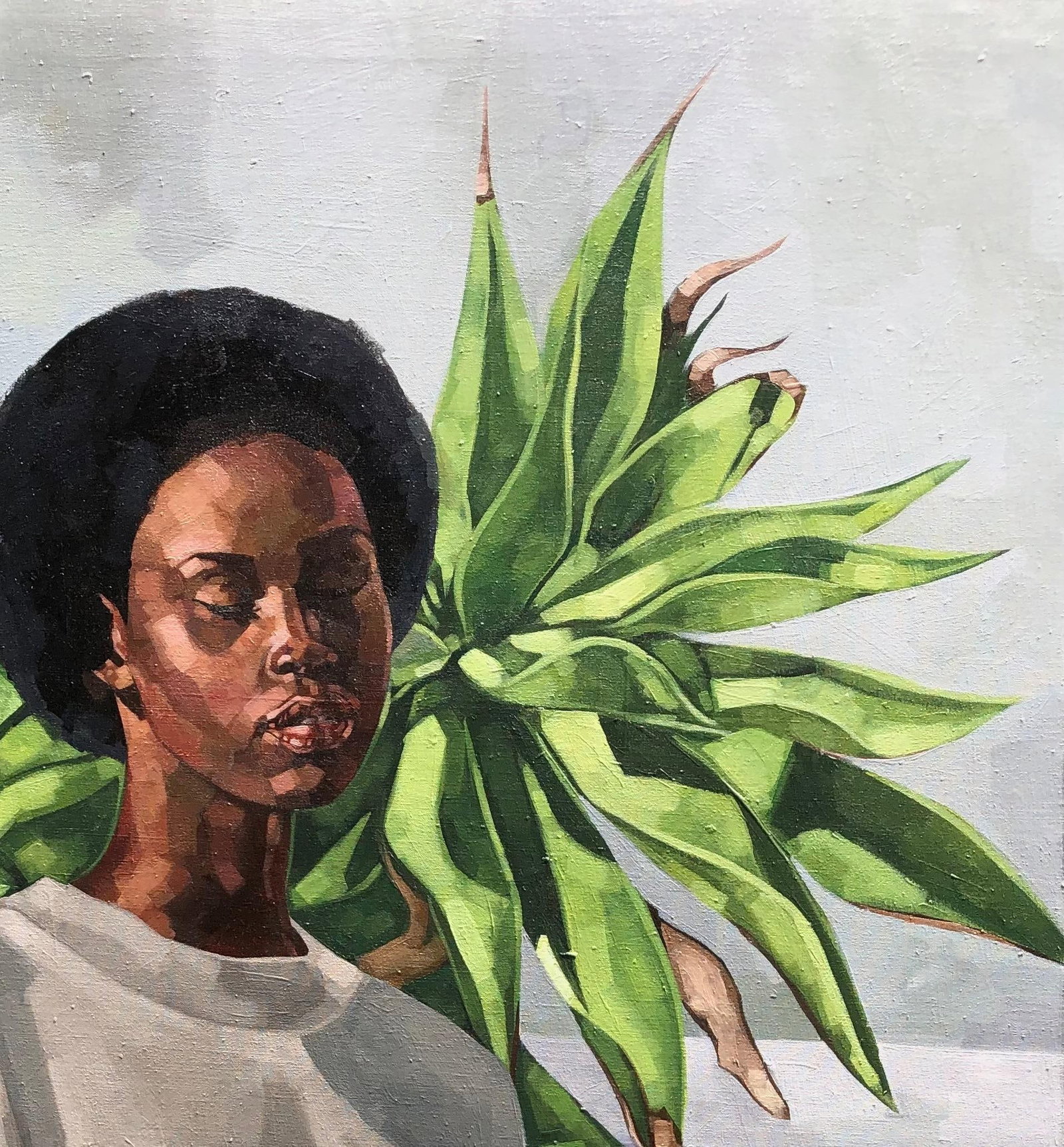 Josue M Pierre, Maya - 21st Century, Contemporary, Figurative Portrait, Woman with Closed Eyes, 2024 - 6