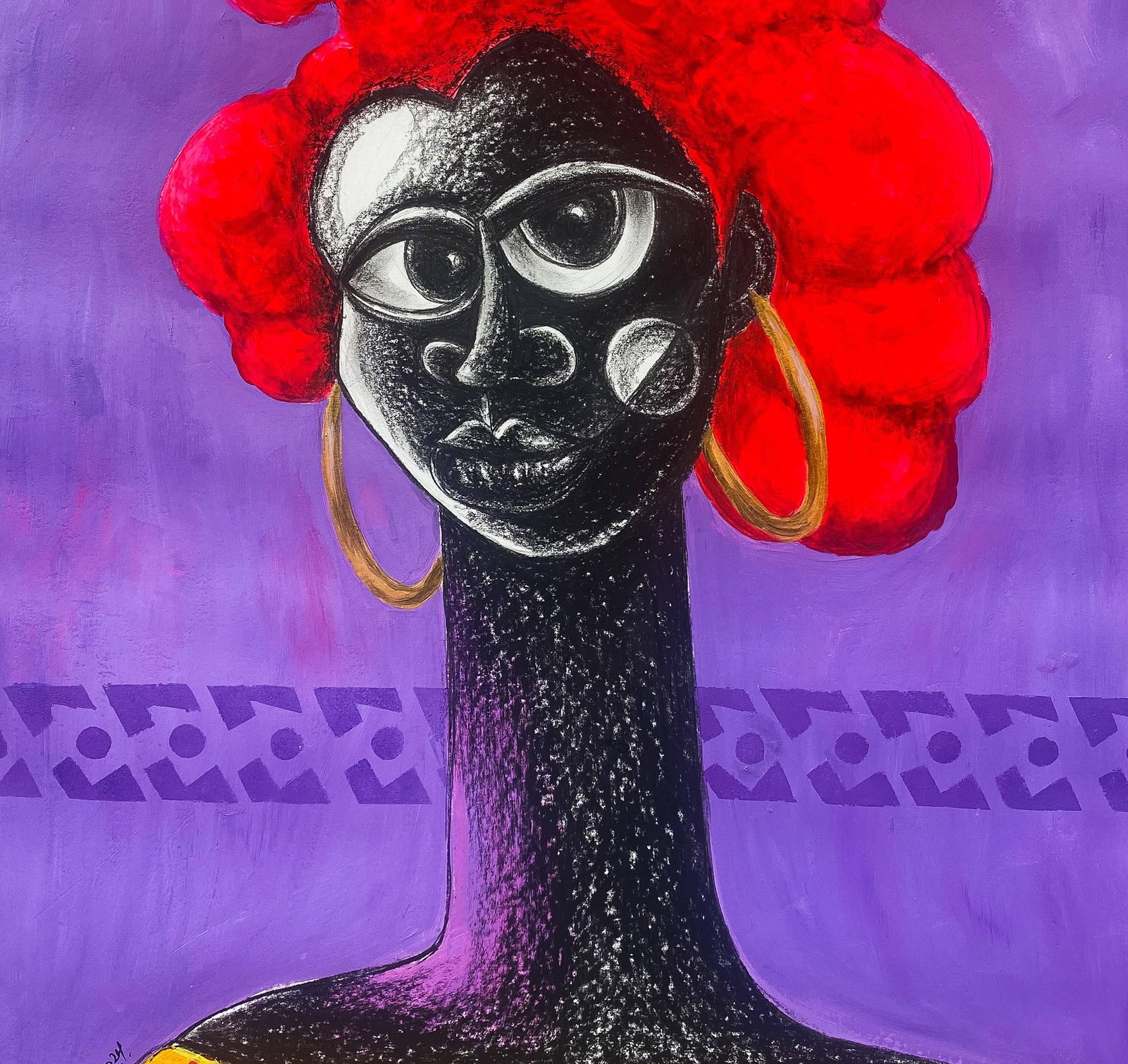 Olalekan Odunbori, Hibiscus - 21st Century, Contemporary, Figurative Painting, Mixed Media, Women, - 18
