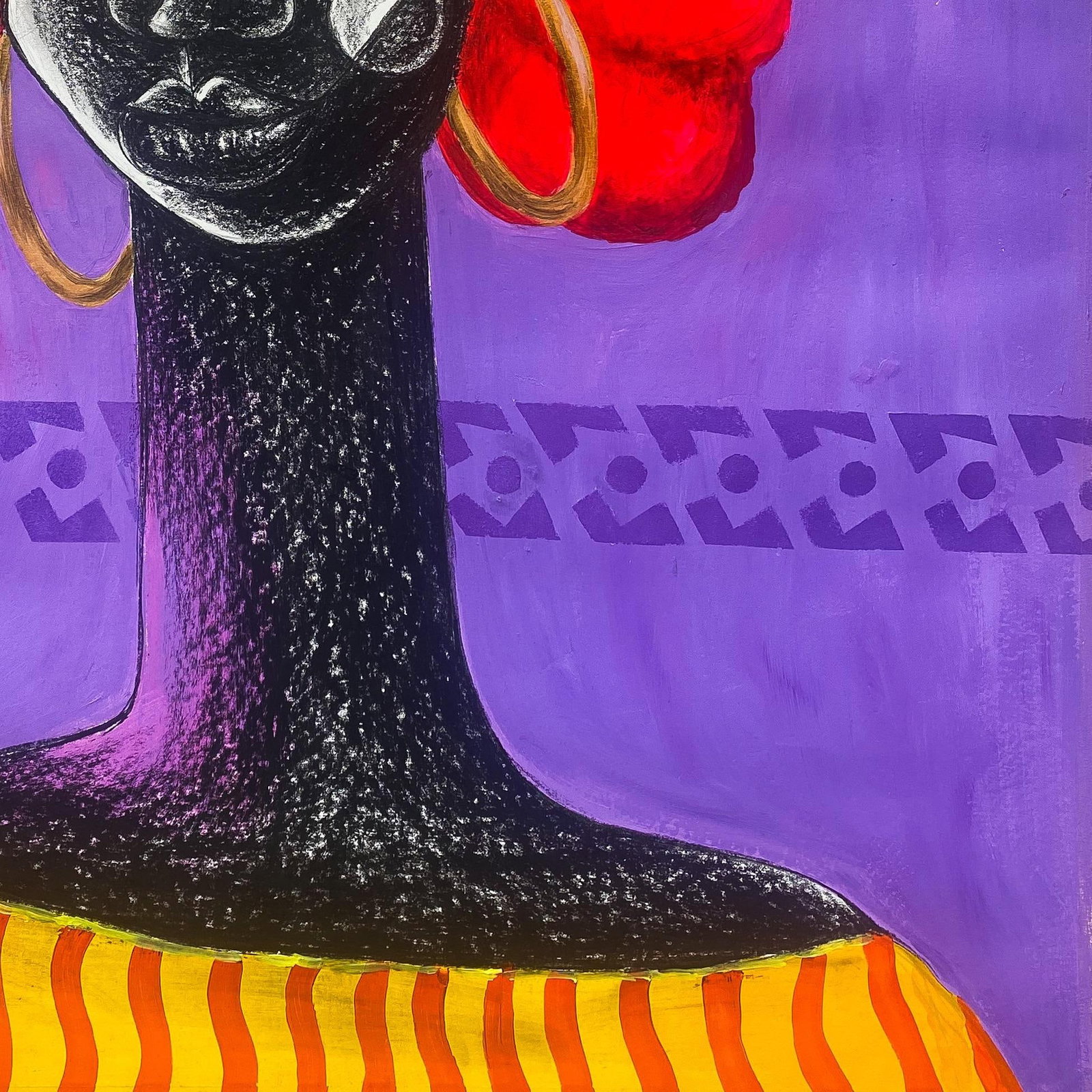 Olalekan Odunbori, Hibiscus - 21st Century, Contemporary, Figurative Painting, Mixed Media, Women, - 5