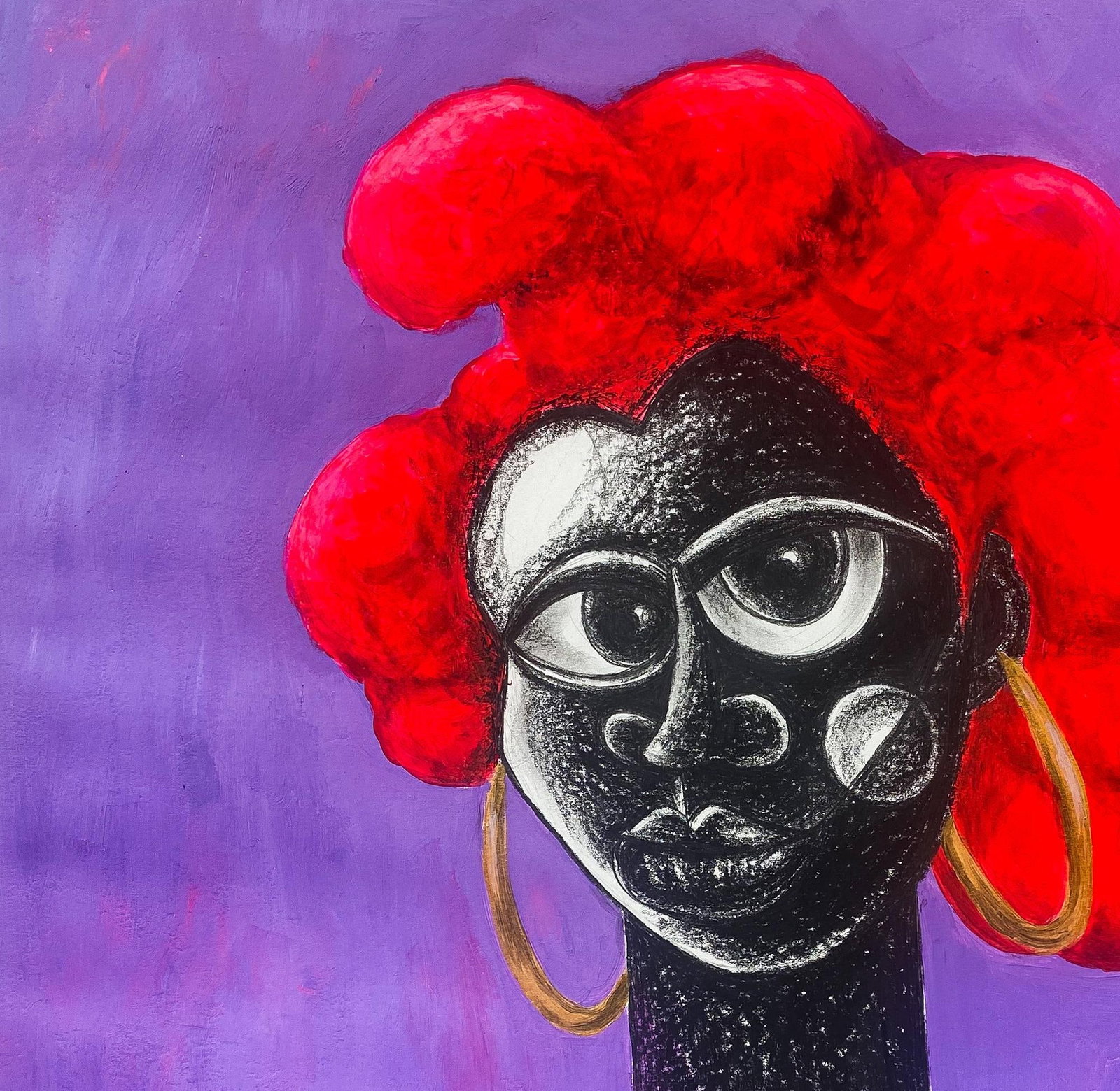 Olalekan Odunbori, Hibiscus - 21st Century, Contemporary, Figurative Painting, Mixed Media, Women, - 8