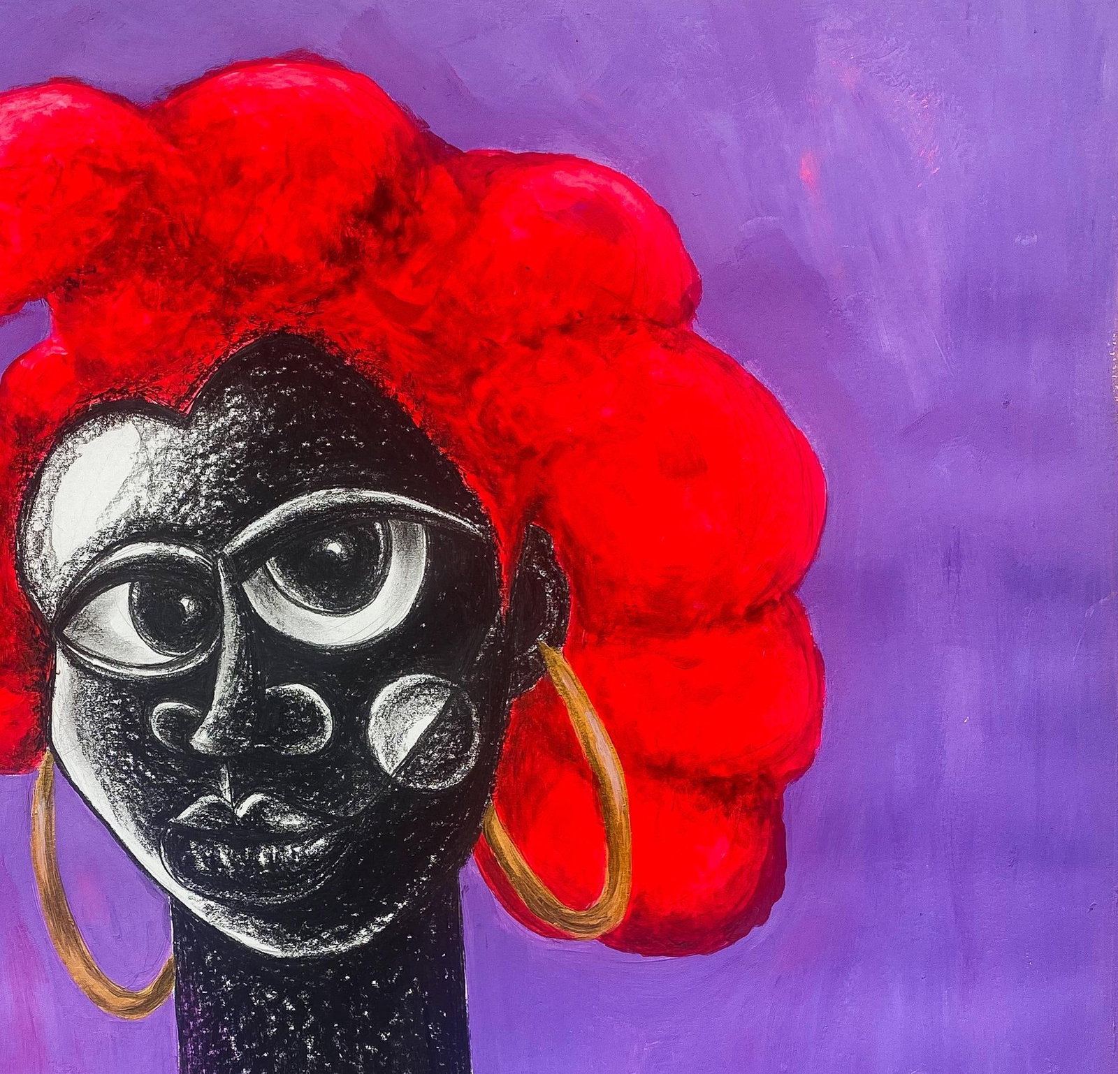 Olalekan Odunbori, Hibiscus - 21st Century, Contemporary, Figurative Painting, Mixed Media, Women, - 9