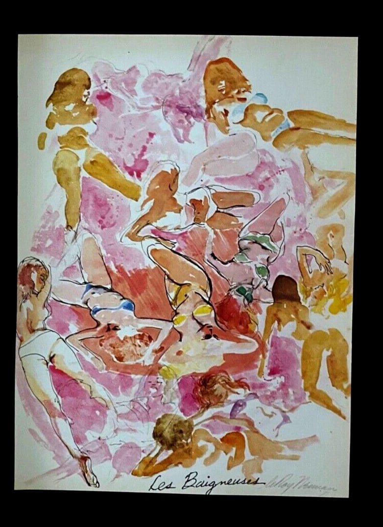LEROY NEIMAN LES BAIGNEUSES FROM 1970'S + SIGNED PRINT FRAMED - 2