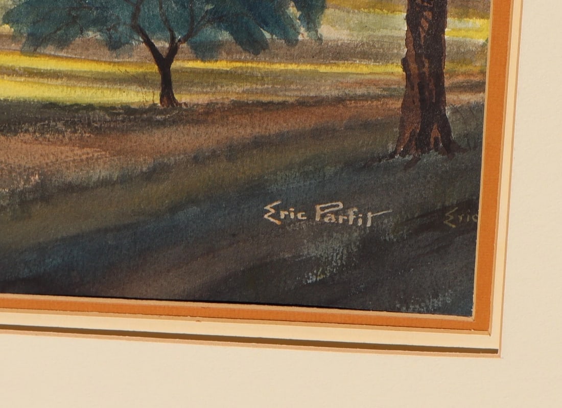 Eric Parfit Landscape with English Church ORIGINAL watercolor - 6