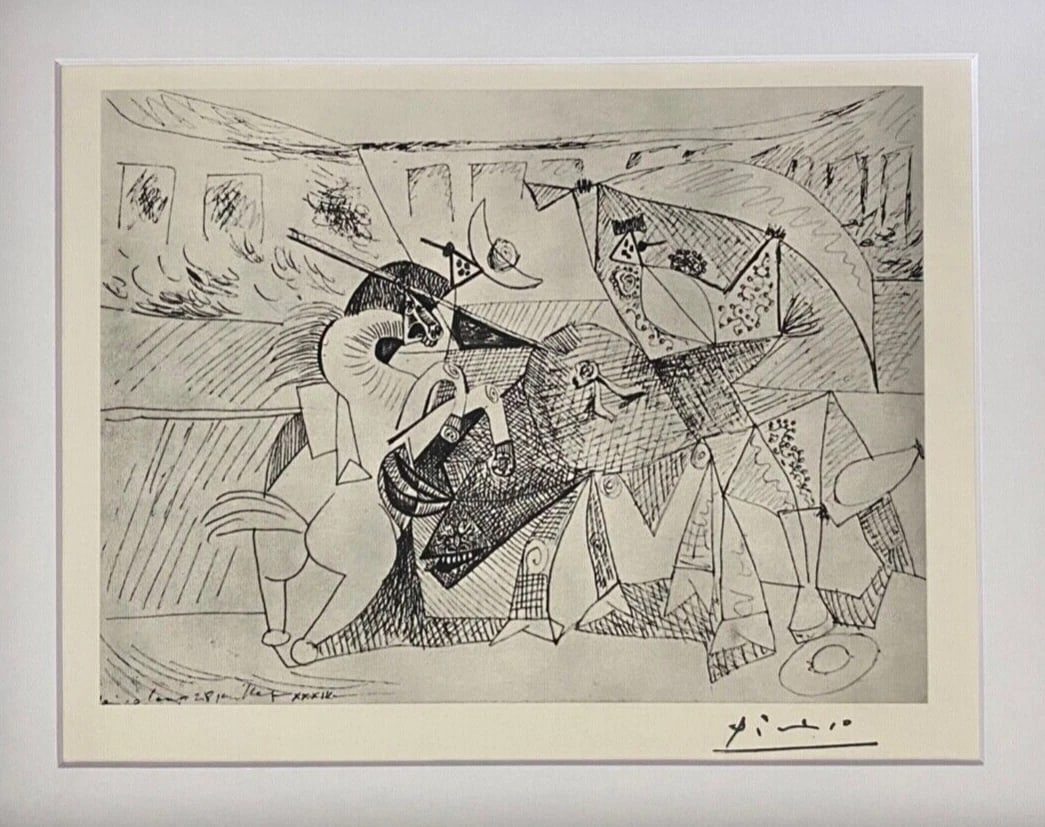 PABLO PICASSO + 1960 SIGNED TOREROS PRINT FRAMED ART - 2