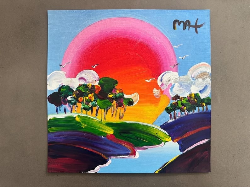 Peter Max Acrylic Painting HAND Painted & Signed Without borders One of a kind Artwork With COA (1 of 6)