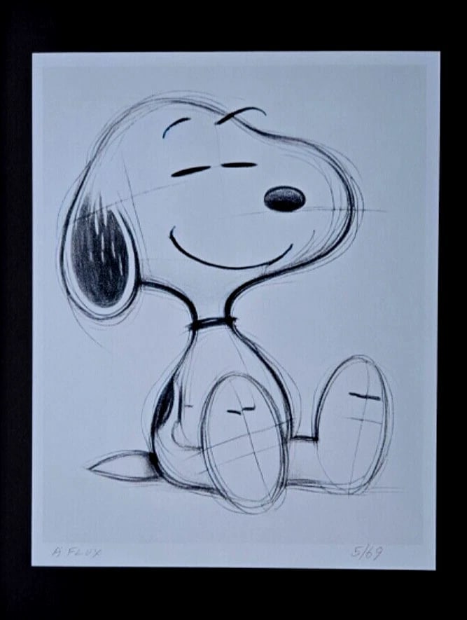 AIDAN FLUX | Hand Signed Original Print Ltd. Ed. of 69 COA SNOOPY Sketch - 2