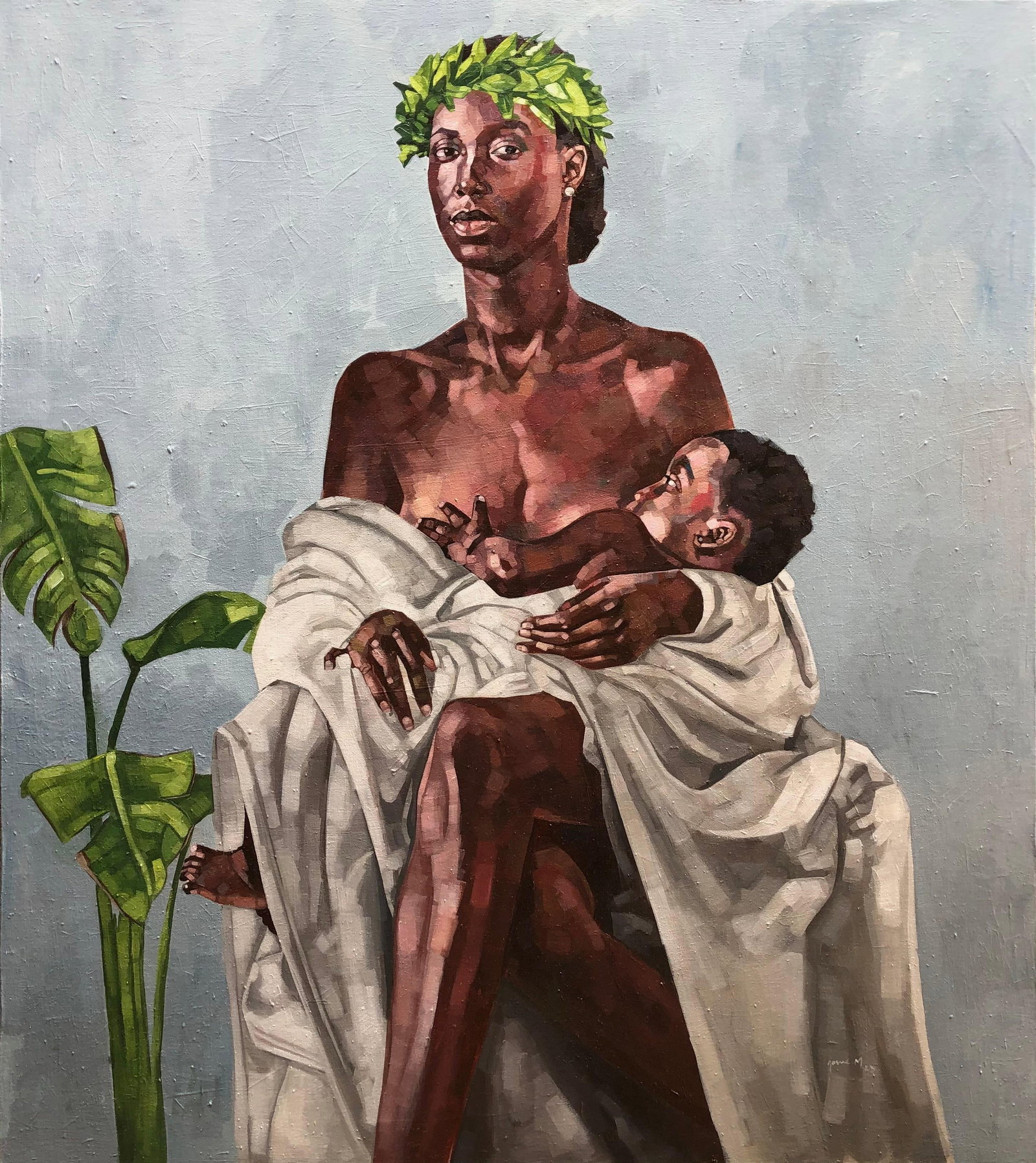 Josue M Pierre, Joyline 2 - 21st Century, Contemporary, Figurative, Women Breastfeeding Child, 2023 - 9