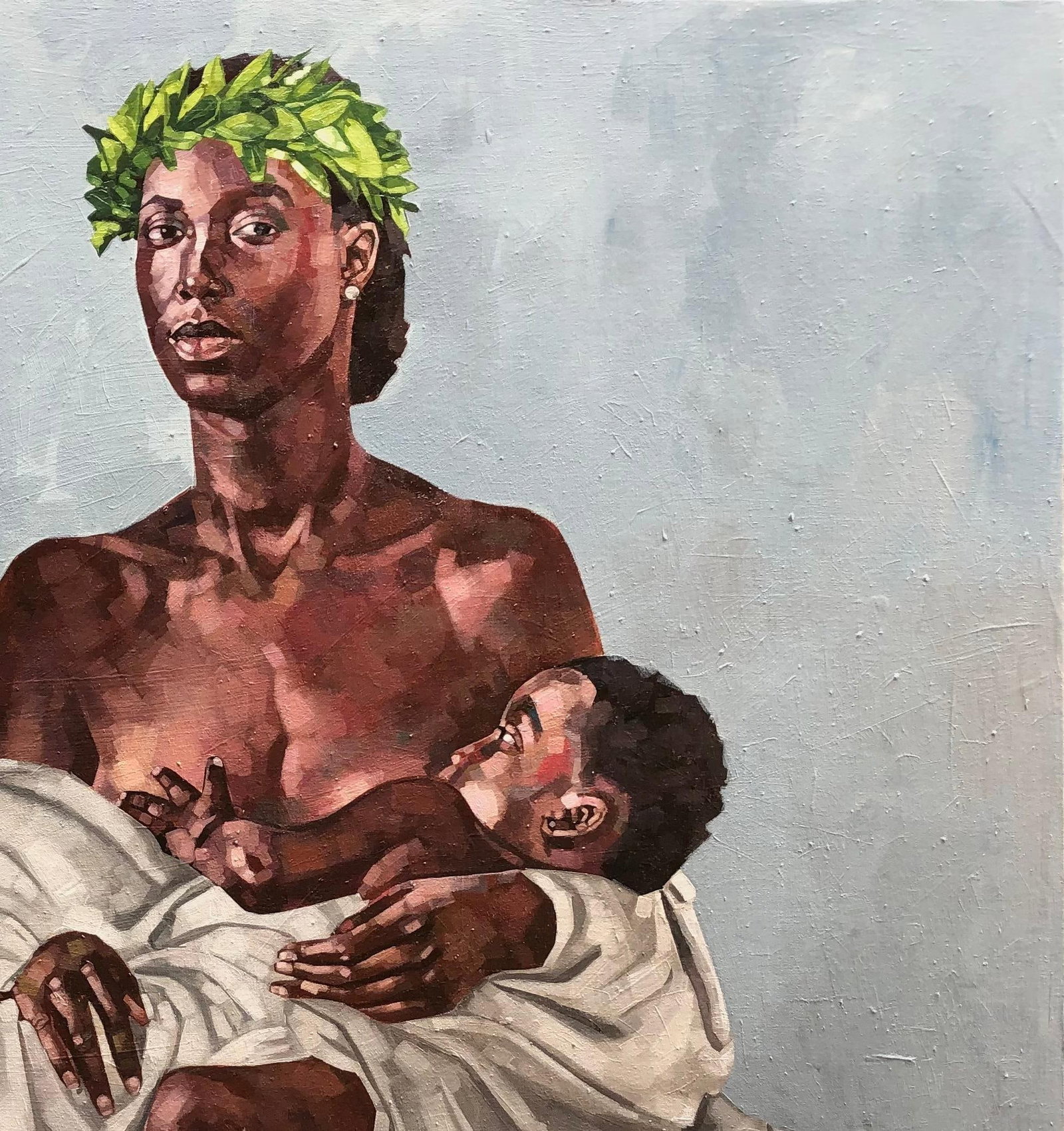 Josue M Pierre, Joyline 2 - 21st Century, Contemporary, Figurative, Women Breastfeeding Child, 2023 - 6
