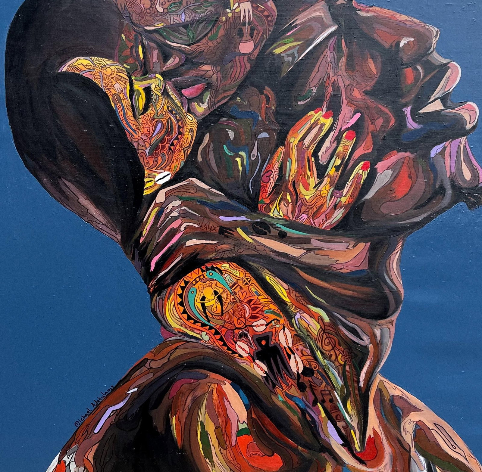 Michael Adetula, All in My Head - 21st Century Contemporary, Figurative, Men, Love, Thoughts, 2023 - 6