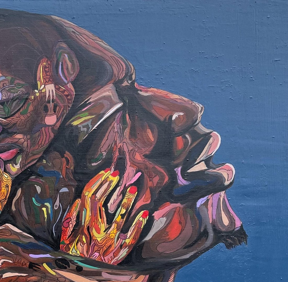 Michael Adetula, All in My Head - 21st Century Contemporary, Figurative, Men, Love, Thoughts, 2023 - 9