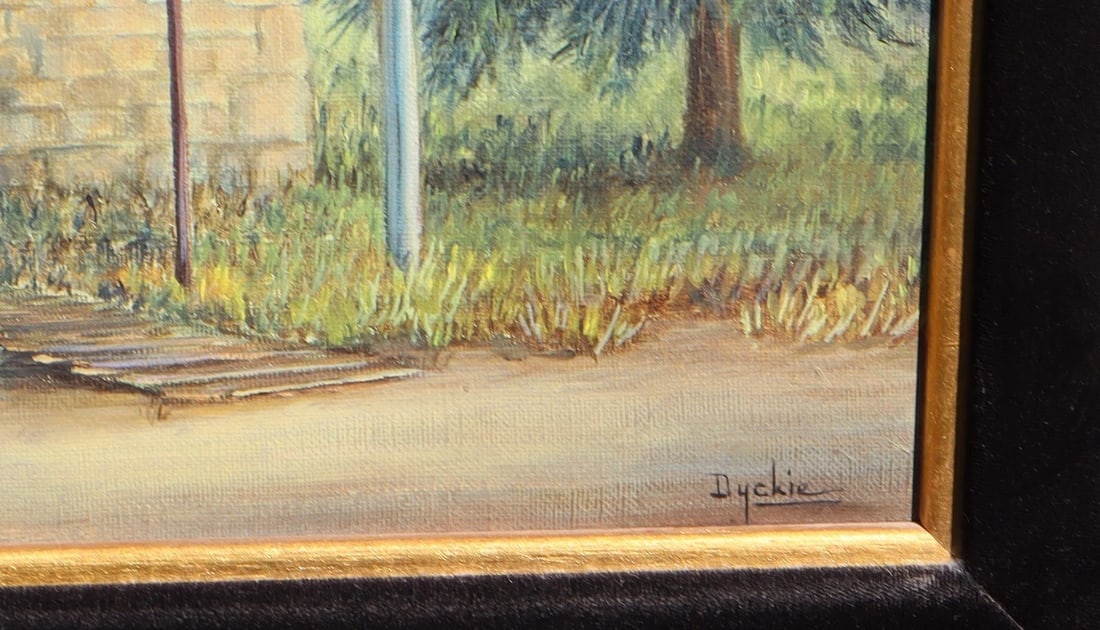 DYCKIE WALLACE Original Mid Century oil painting Rural Brick Building - 6