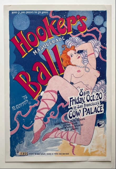 R. Gotsch, “Hooker’s Ball”: Title:R. Gotsch, “Hooker’s Ball” Description:Advertising poster, 1978 Dimensions:20 X 29 Reserve: $50.00 Shipping: Domestic: Flat-rate of $20.00 to anywhere within the contiguous