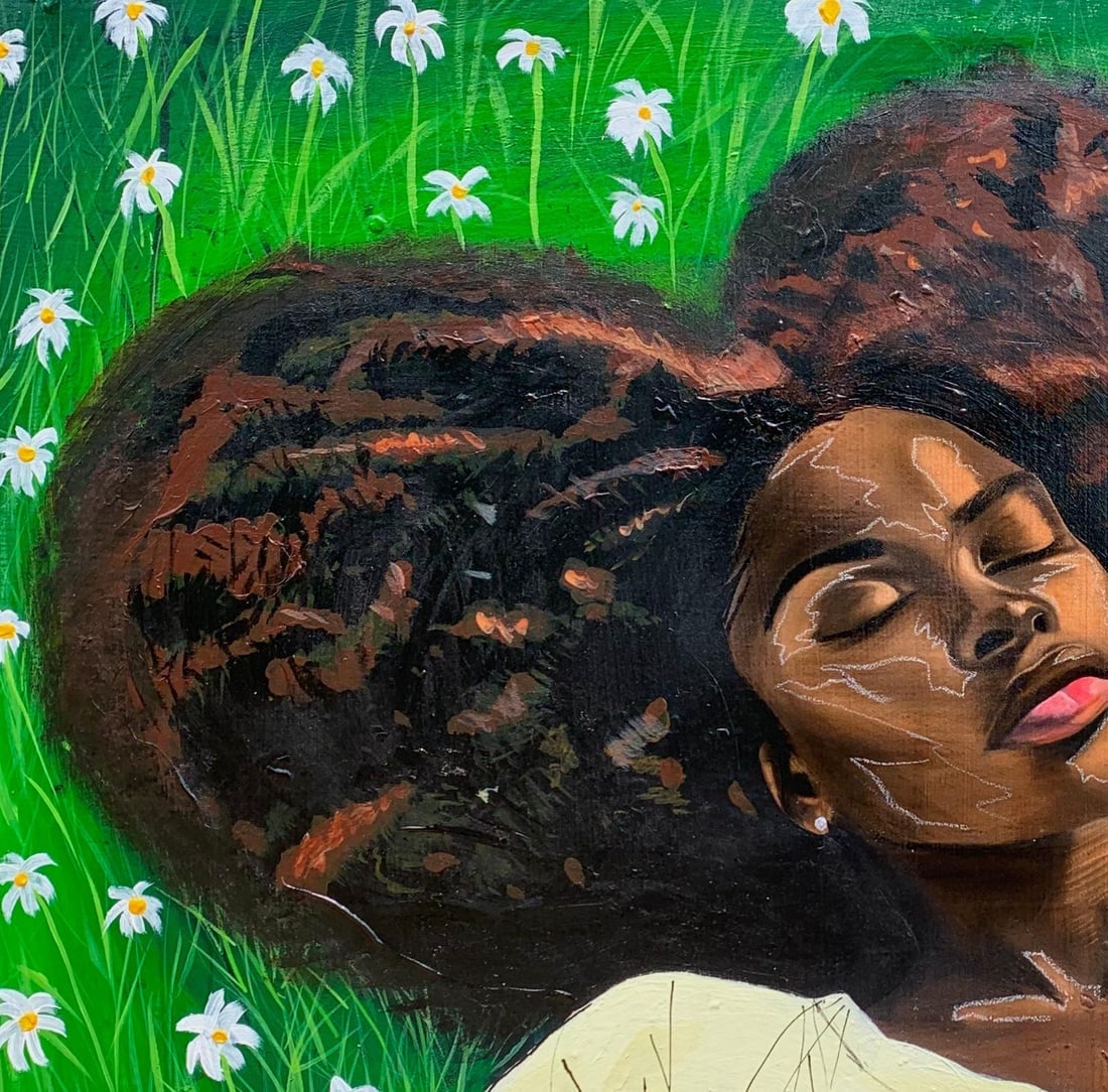 Samson Adetunji, In The Stillness - 21st Century Contemporary, Figurative Portrait, Green, Women, - 11