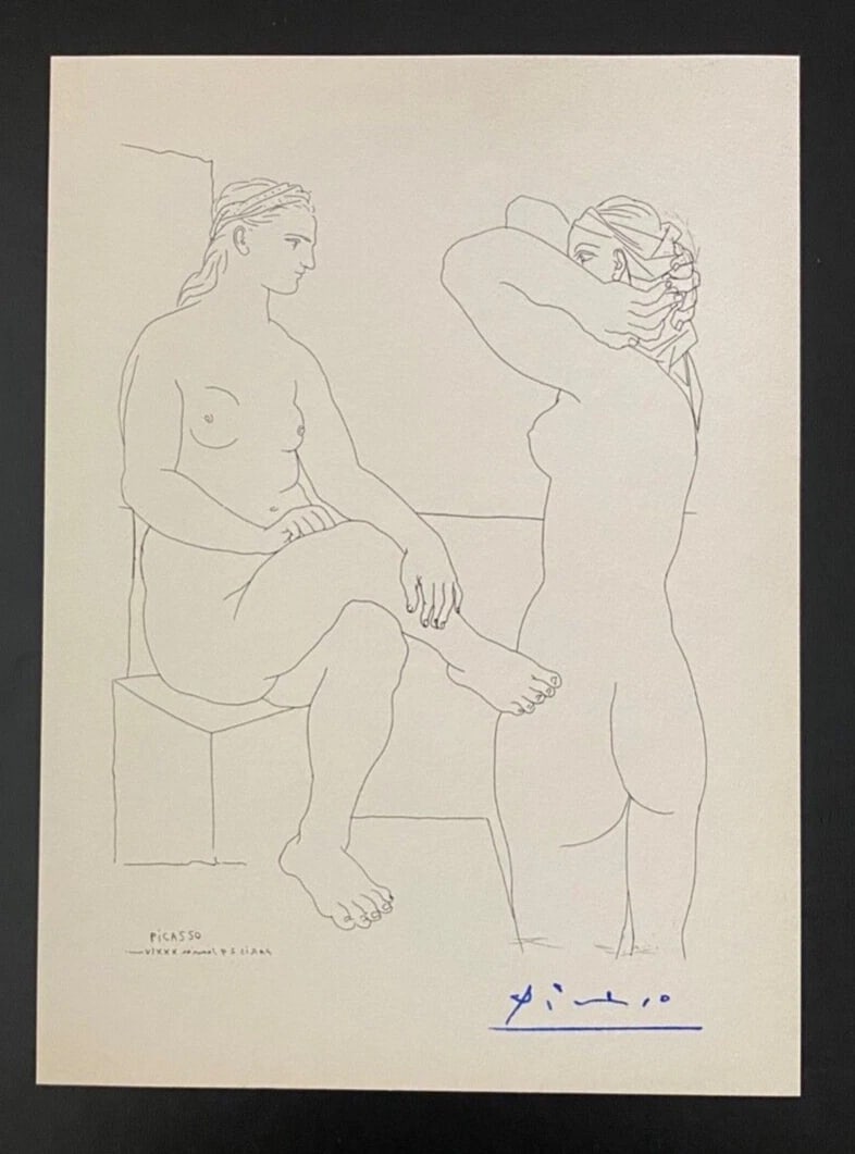 PABLO PICASSO 1955 ARTISTIC FIGURE SIGNED PRINT FRAMED ART - 2