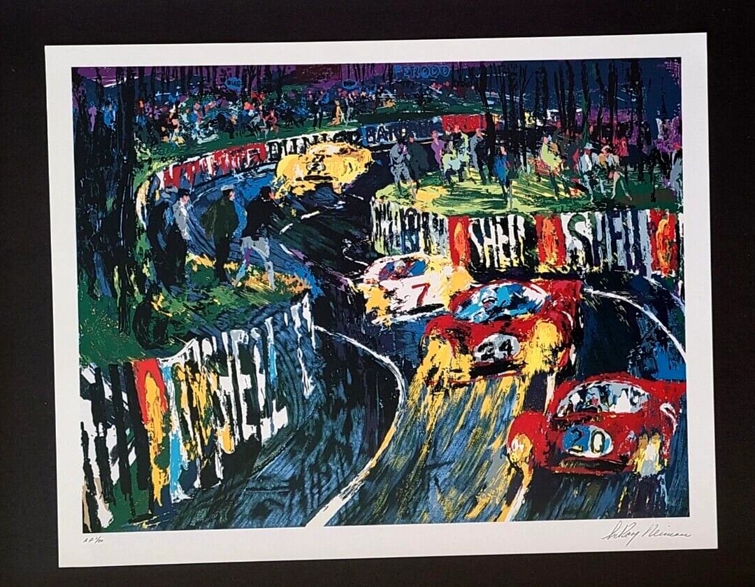 LEROY NEIMAN + 1990 VINTAGE SIGNED PRINT FRAMED + 24 HOURS LEMANS - 2