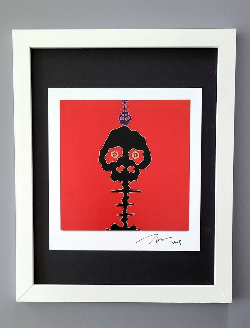 TAKASHI MURAKAMI + AWESOME SIGNED JAPAN ART PRINT WITH NEW FRAME: We have for Sale this Framed Print After TAKASHI MURAKAMI AWESOME VINTAGE PRINT ON GLOSSY PAPER FACSIMILE SIGNED IN INK FULL OF COLOR PRINT FRAME COVERS AN AREA OF 15 X 12 in MOUNTED AND FRAMED