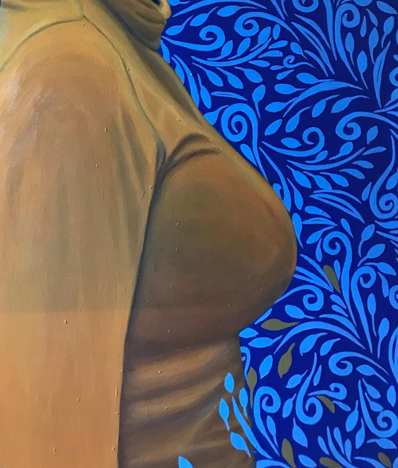 Kehinde Mayowa, Dauntless 3 -21st Century Contemporary, Figurative Portrait, Woman, Blue Pattern, - 15