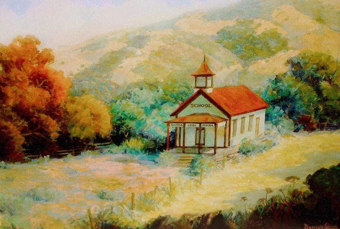 JOE DUNCAN GLEASON Screenprint on Canvas Old Santa Rosa School House - 3