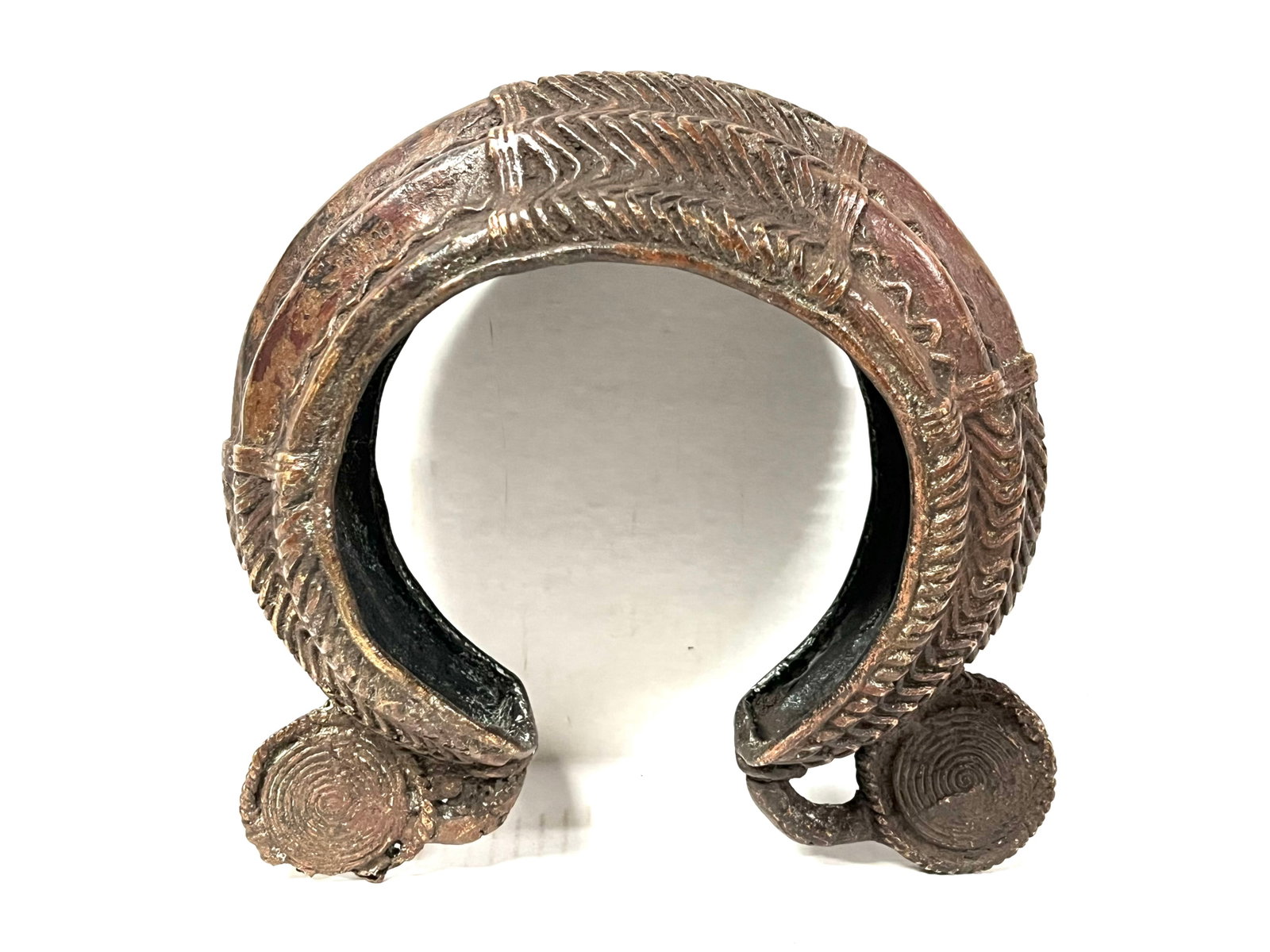 Nigerian Bronze Currency: Title: Nigerian Bronze Currency Description: African Tribal Art Nigerian Bronze Currency Materials: Bronze Date/Period: Late 20th Century Size: 8" h x 8.5" w Reserve: $300.00 Shipping: Domestic:
