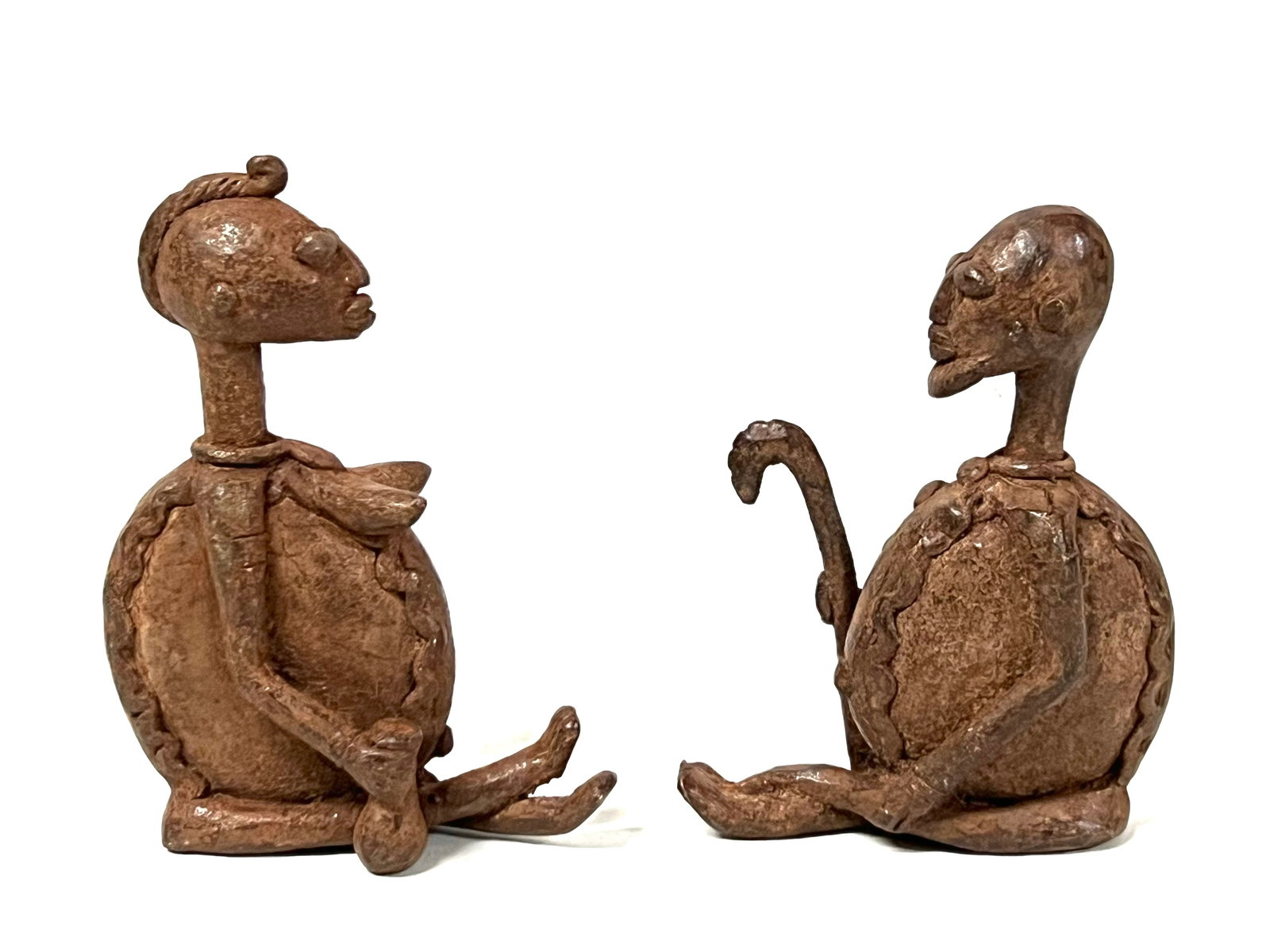 Pair of Dogon Bronze Statue - 2
