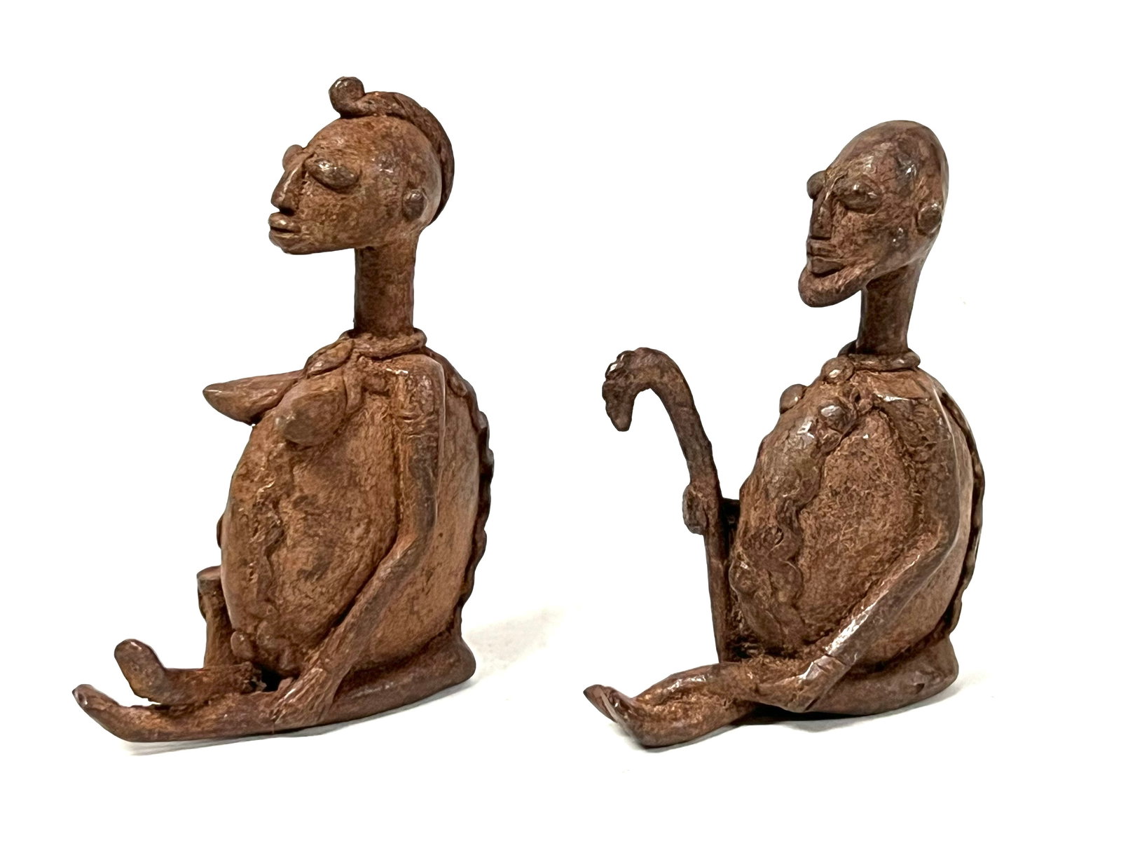 Pair of Dogon Bronze Statue - 3