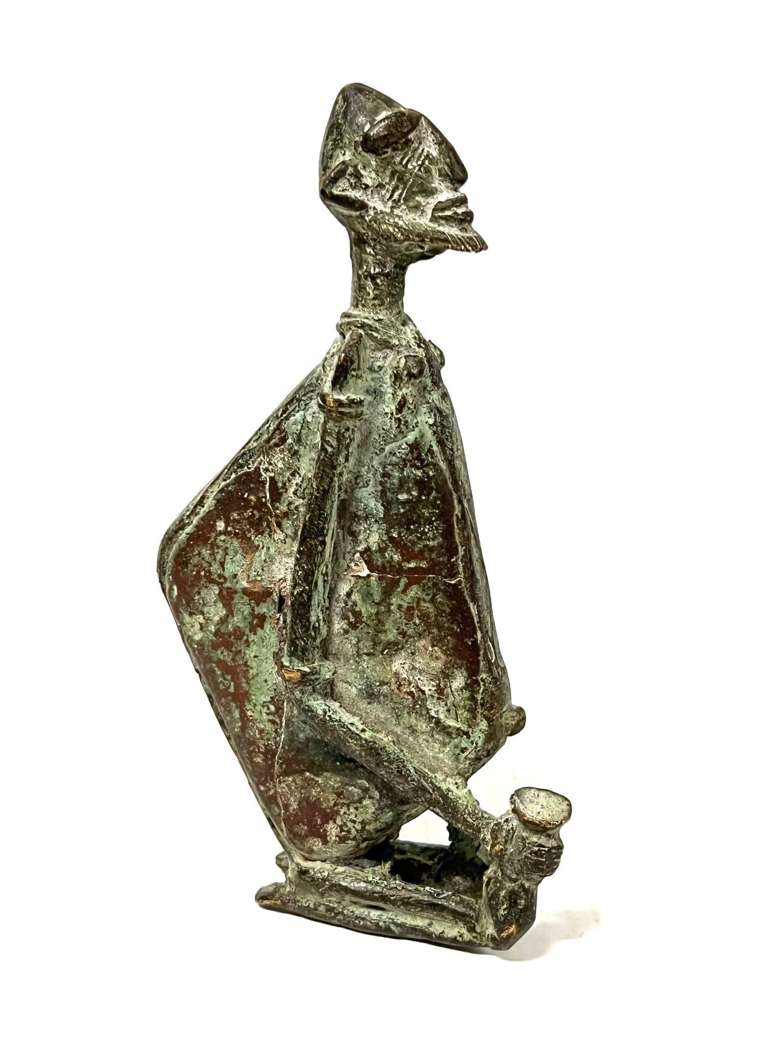 Dogon Bronze Statue: Title: Dogon Bronze Statue Description: African Tribal Art Dogon Bronze Statue Materials: Bronze Date/Period: Late 20th Century Size: 7.5" h x 4" w Reserve: $200.00 Shipping: Domestic: Flat-rate of