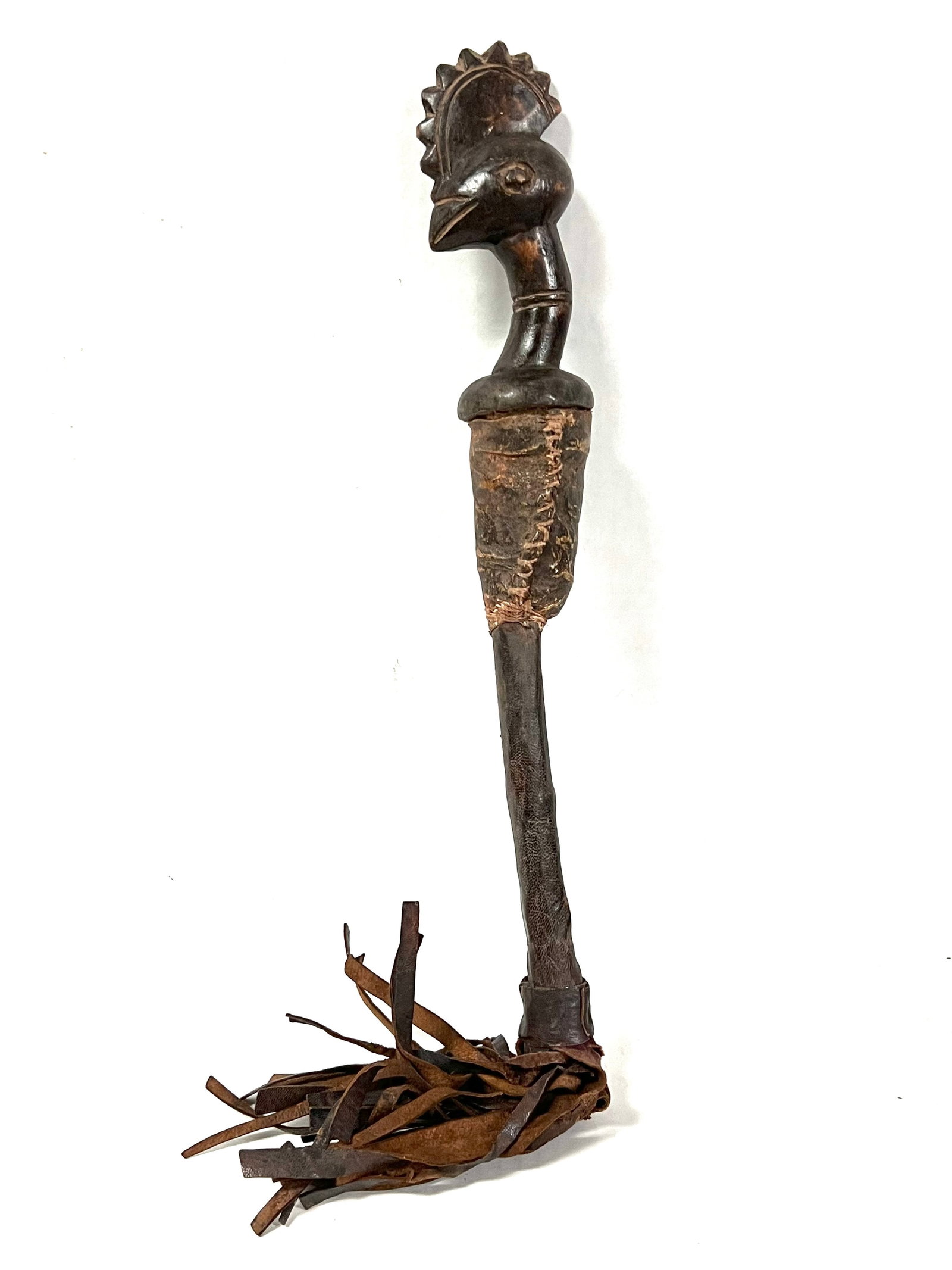 Senufo Fly Whisk: Title: Senufo Fly Whisk Description: African Tribal Art Carved Wood Senufo fFy Whisk Materials: Wood Date/Period: Late 20th Century Size: 18' h x 2" w Reserve: $200.00 Shipping: Domestic: Flat-rate