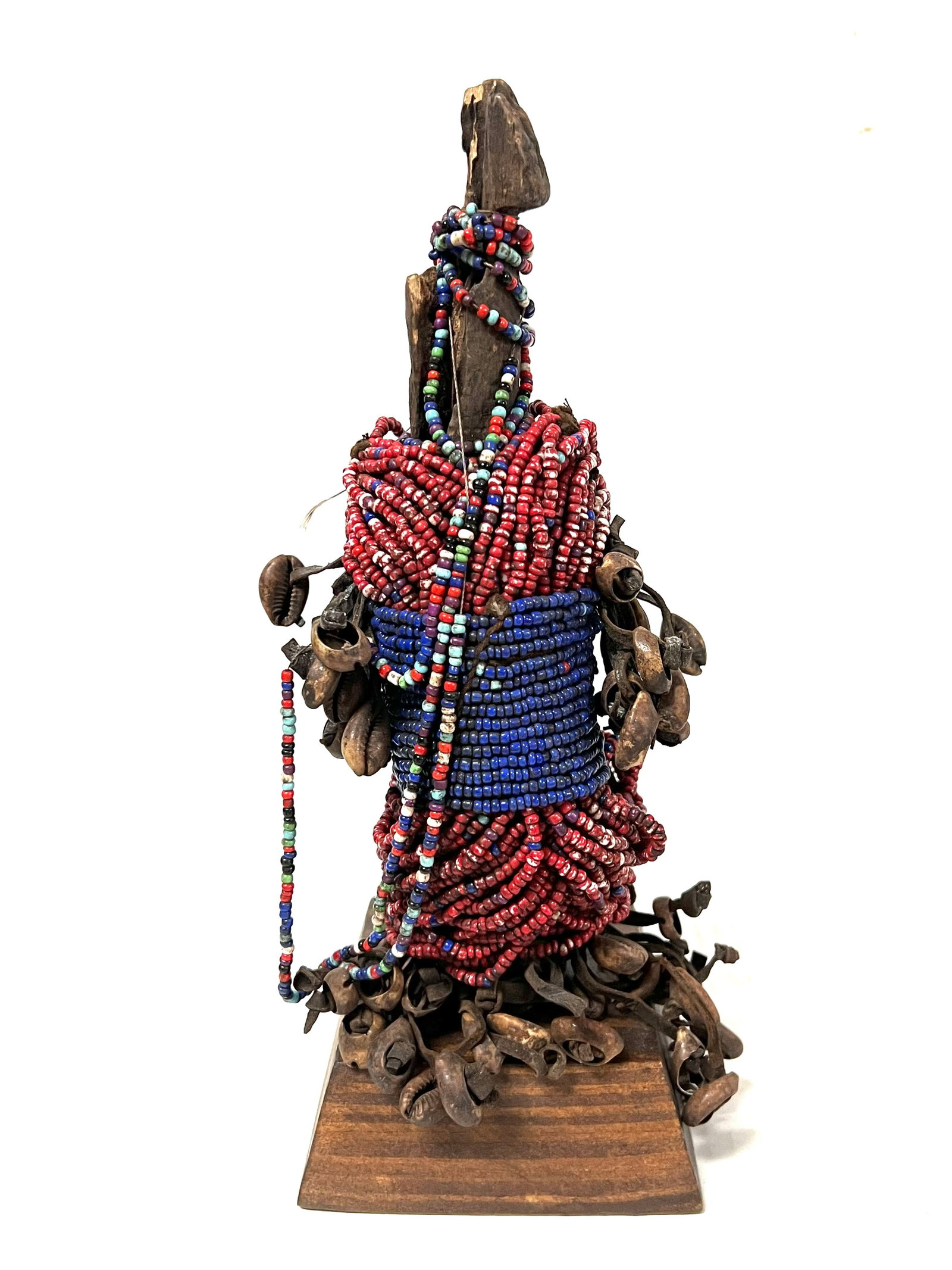 Namji Beaded Doll: Title: Namji Beaded Doll Description: African Tribal Art Carved Wood Namji Beaded Doll Materials: Wood Date/Period: Late 20th Century Size: 11" h x 4" w Reserve: $200.00 Shipping: Domestic: Flat-rate