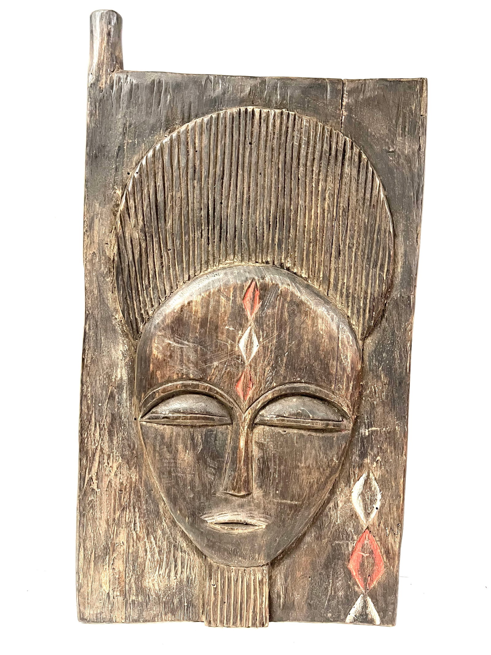 Baule Door: Title: Baule Door Description: African Tribal Art Carved Wood Baule Door Materials: Wood Date/Period: Late 20th Century Size: 22" h x 12.5" w Reserve: $280.00 Shipping: Domestic: Flat-rate of $40.00