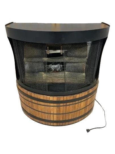 Vintage Modern Free Standing Indoor Fireplace: Title: Vintage Modern Free Standing Indoor Fireplace Description: Vintage Modern Black Wood Free Standing Indoor FireplaceBlack wooden electric fireplace.Circa Mid 20th Century Dimensions:H: