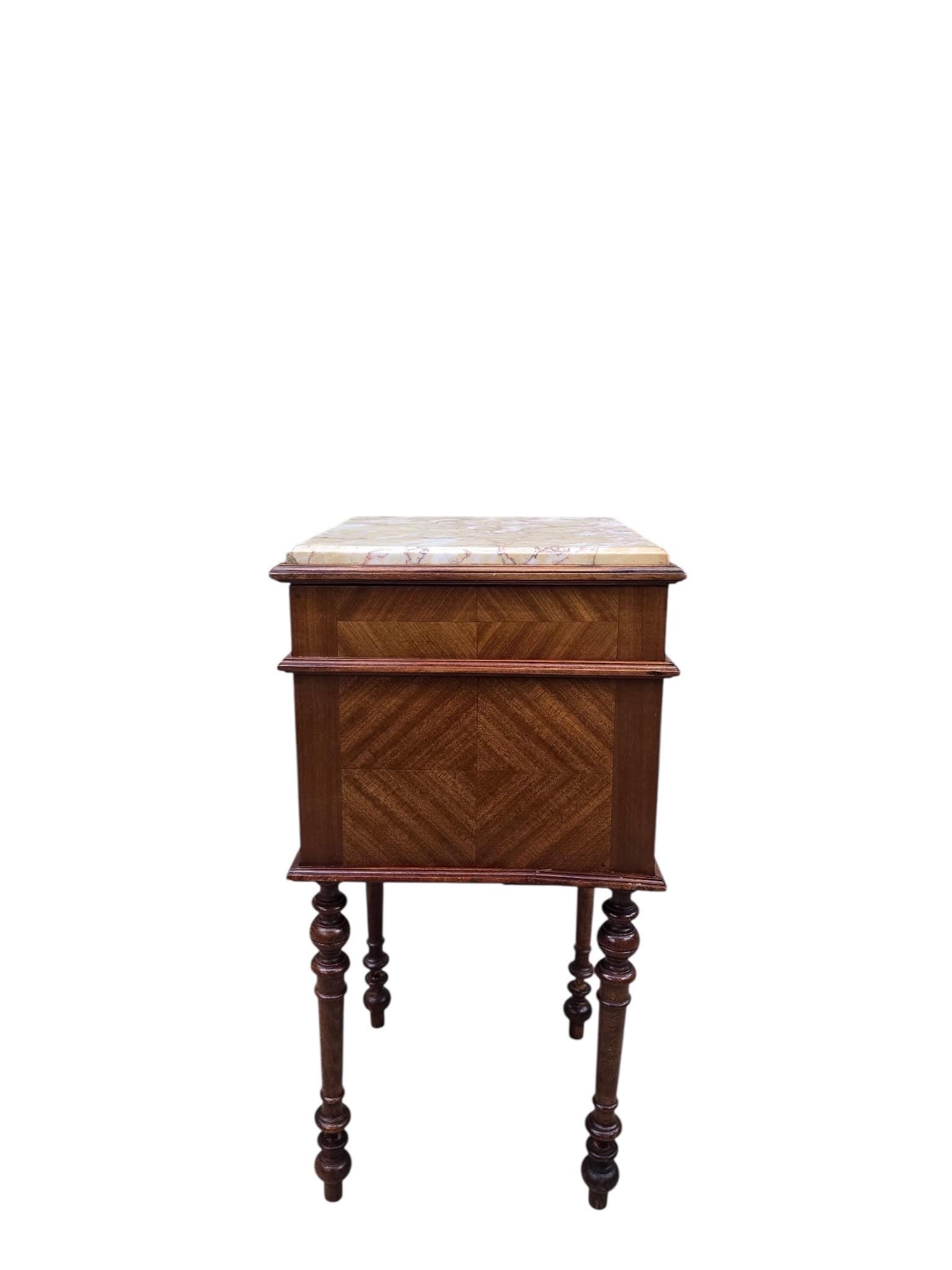 Antique French Carved Ornate Marble Top Smoking Storage Table - 6