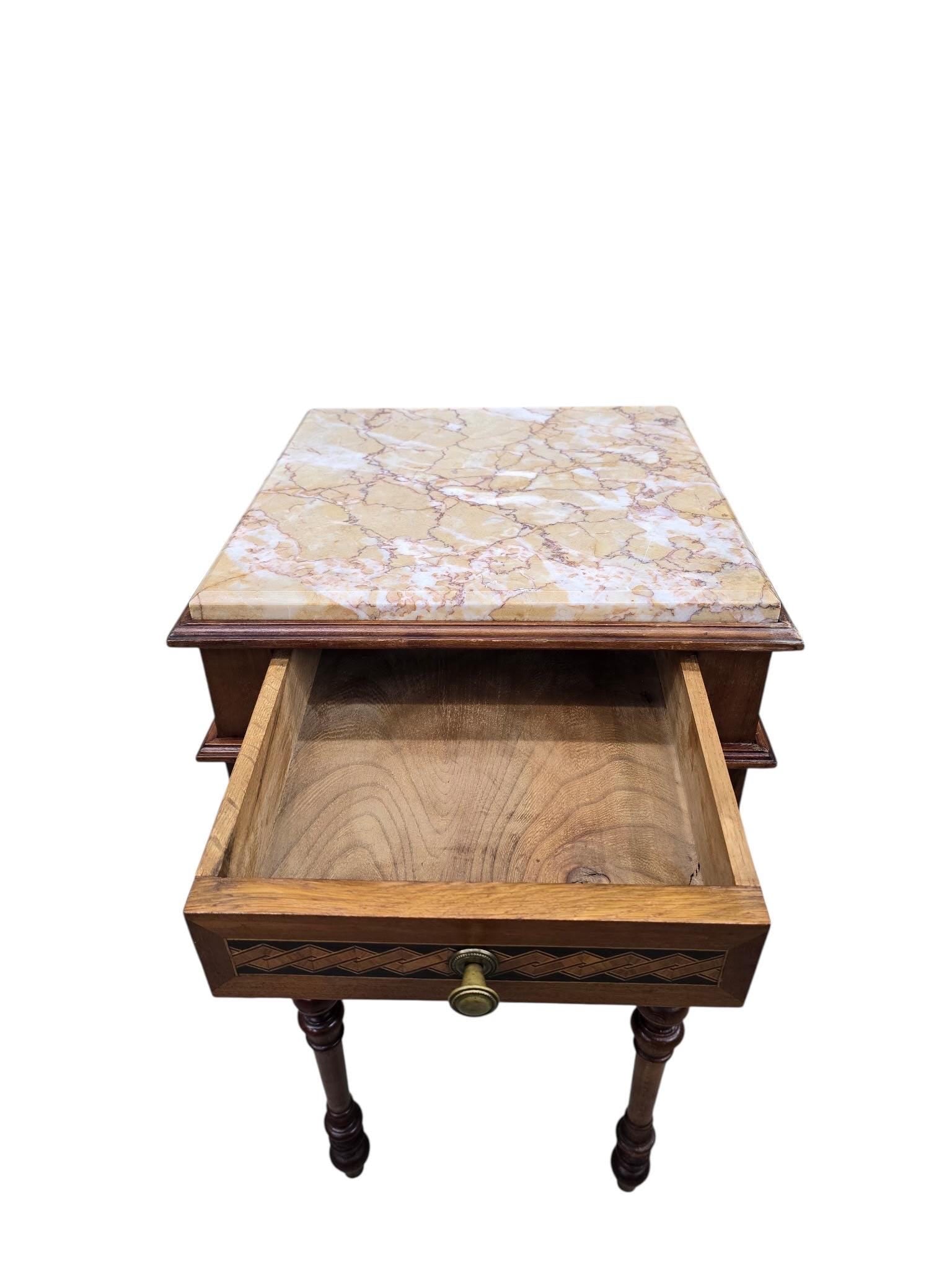 Antique French Carved Ornate Marble Top Smoking Storage Table - 7