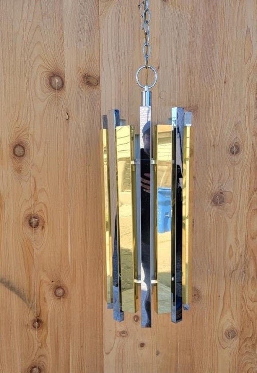 Mid Century Modern Gaetano Sciolari Brass & Chrome Pendant (1 of 7)