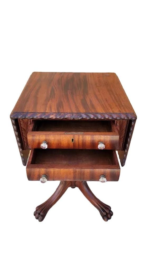 Antique Empire Style Drop Leaf Sewing Work/Side Table - 4