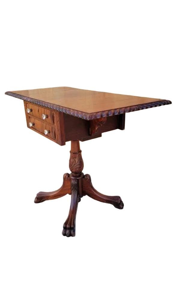 Antique Empire Style Drop Leaf Sewing Work/Side Table - 6