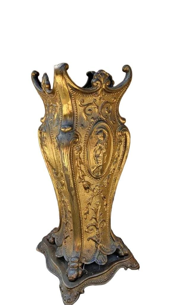 Antique French Neoclassical Style Ornate Mantel Vases - Pair - 6