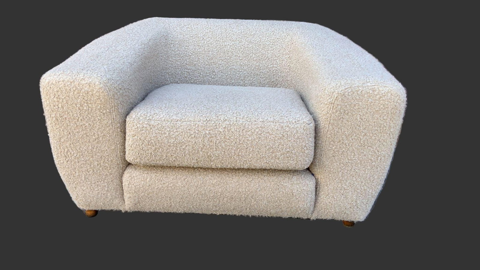 MCM Club Chair Newly Reupholstered by Karpen: Title: MCM Club Chair Newly Reupholstered by Karpen Description: Mid Century Modern Club ChairNewly Reupholstered in Boucle by KarpenIntroducing our stunning Mid Century Modern Club Chair by Karpen. T