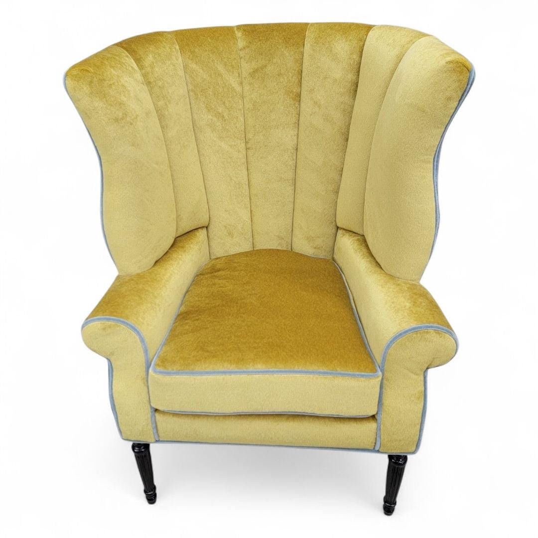Antique Italian Wingback Lounge Chair Newly Reupholstered - 2