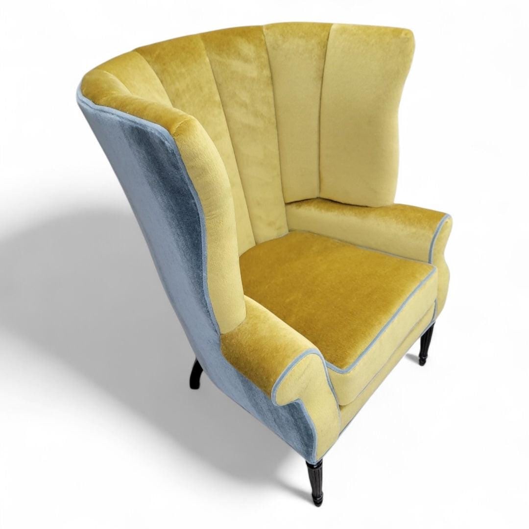 Antique Italian Wingback Lounge Chair Newly Reupholstered - 4