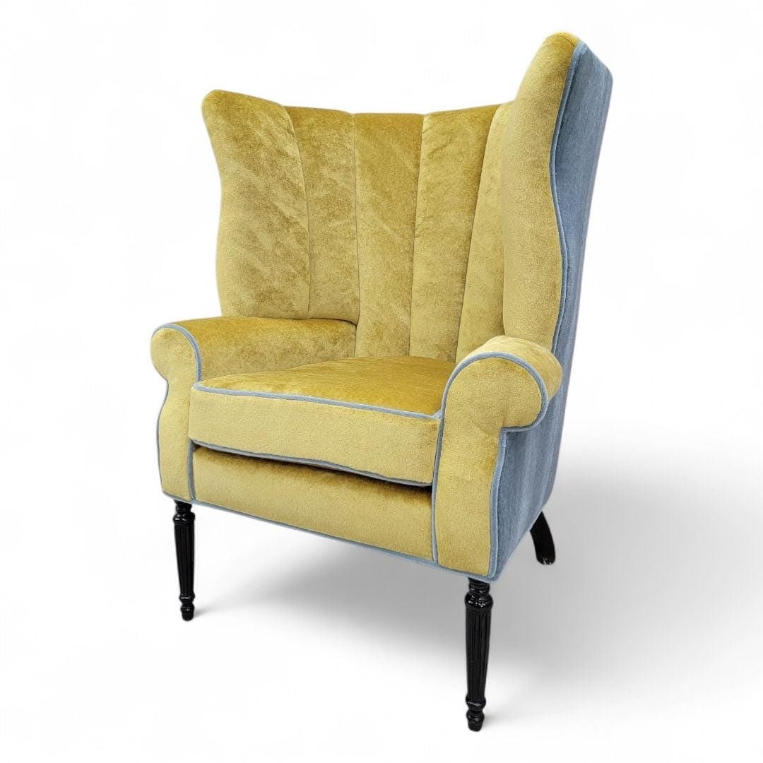 Antique Italian Wingback Lounge Chair Newly Reupholstered - 6