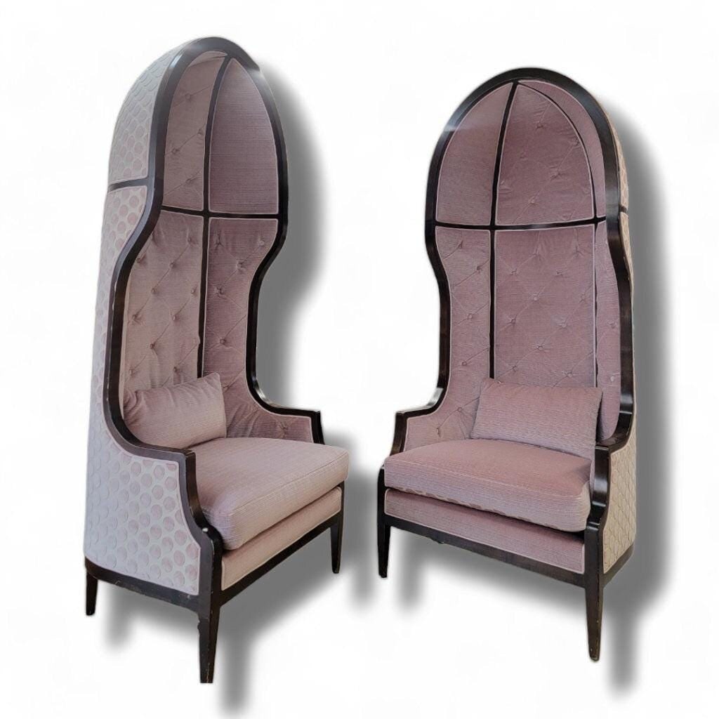Vintage Parisian Mahogany Canopy Parlor Chairs Newly Reupholstered - Pair - 3