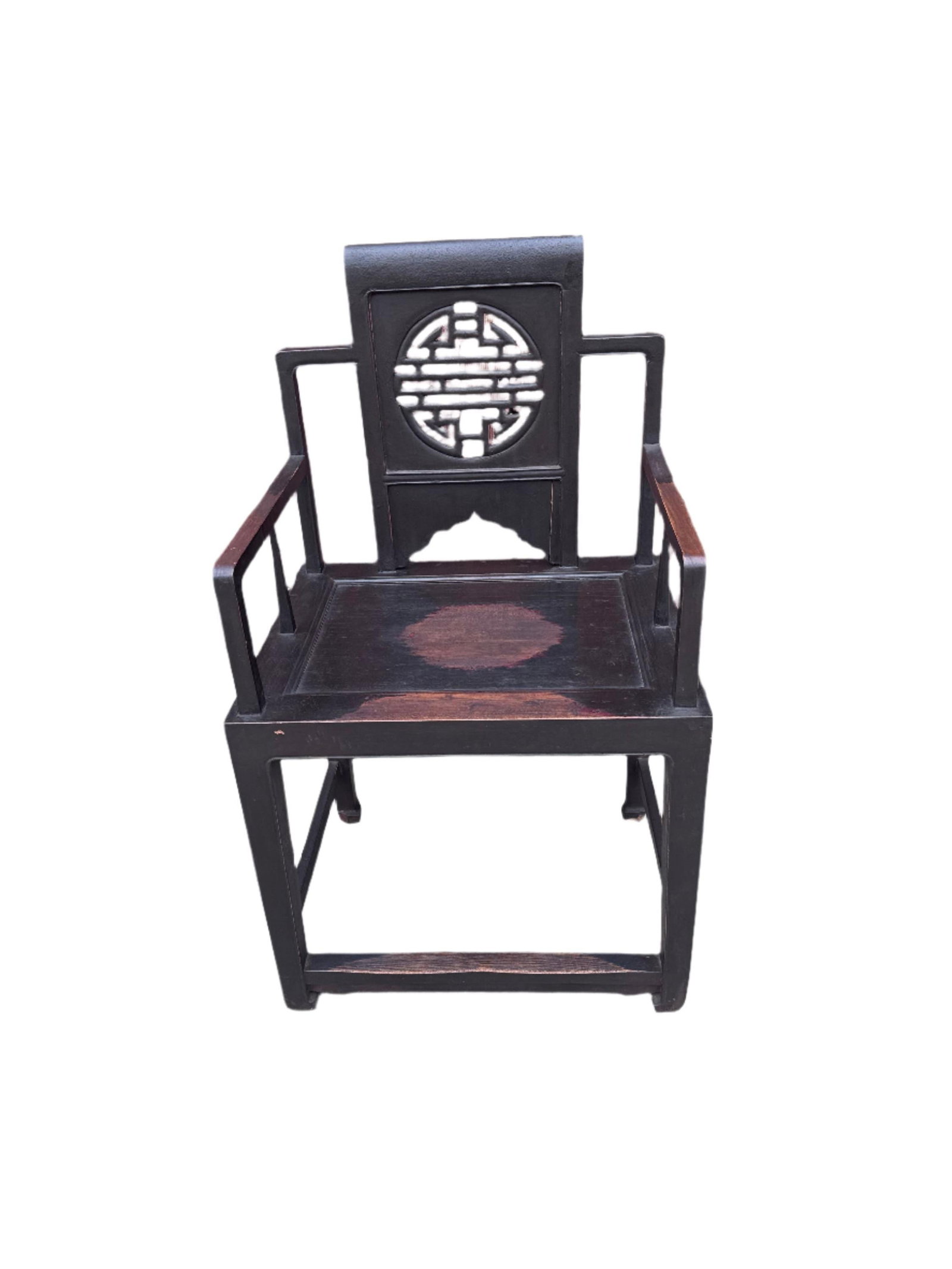 Antique Shanxi Province Carved Throne Chairs - Pair - 4