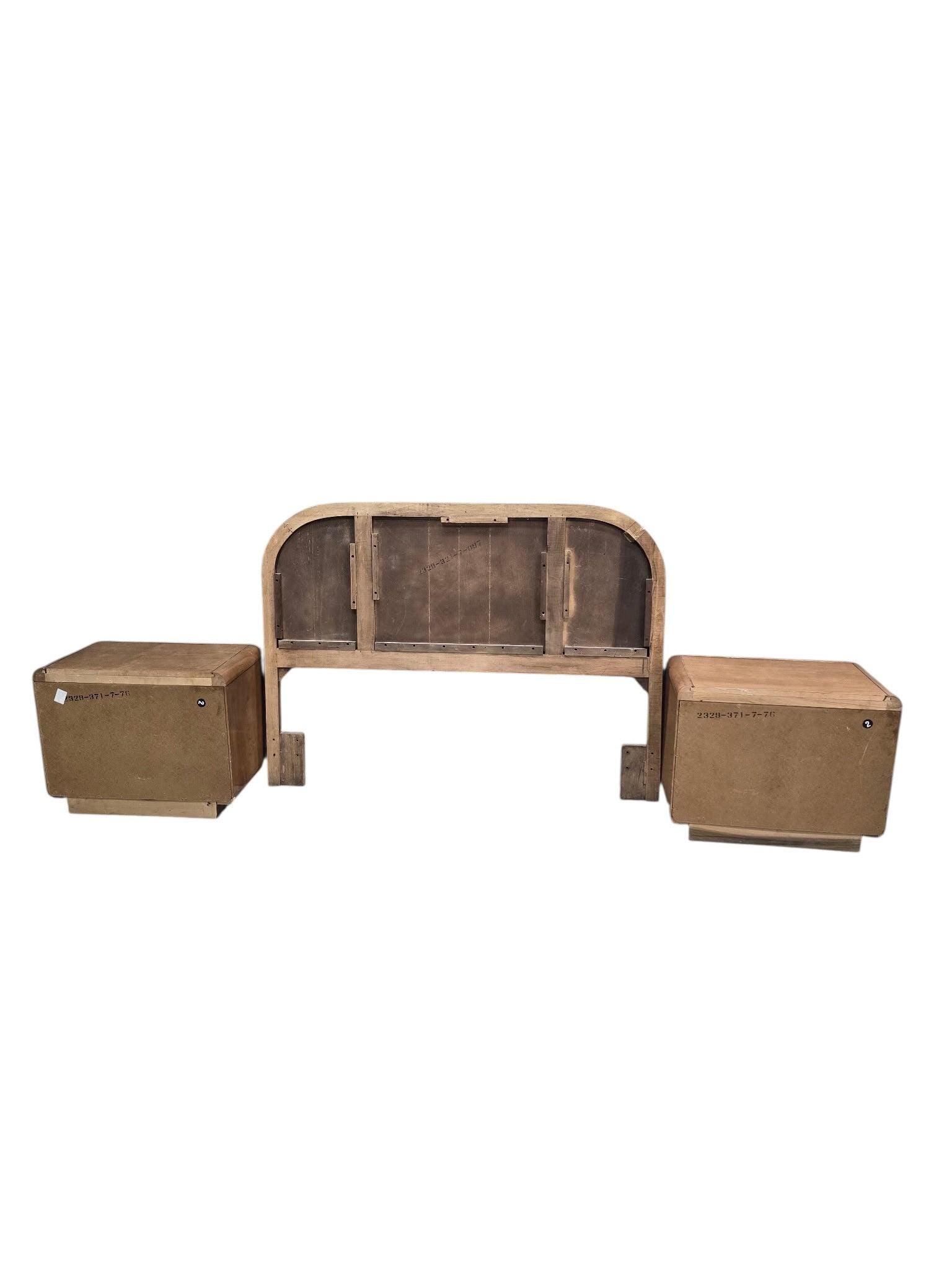 Mid Century Modern Headboard and Nightstands Set by American of Martinsville - 7