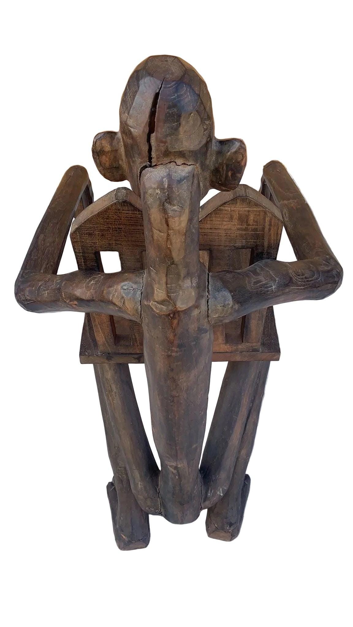 Antique African Figural Carved Armchairs - Set of 2 - 6
