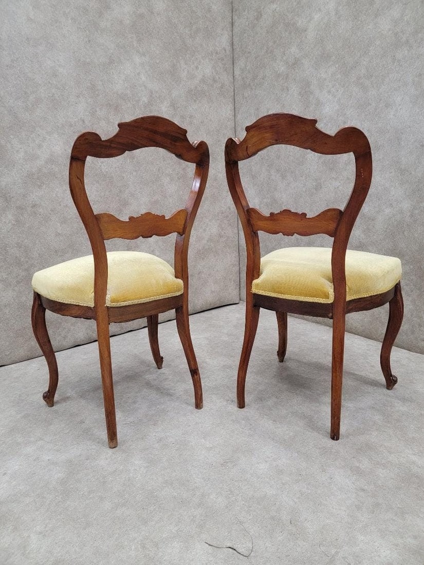 Antique French Victorian Carved Accent Side Chairs - Pair - 5