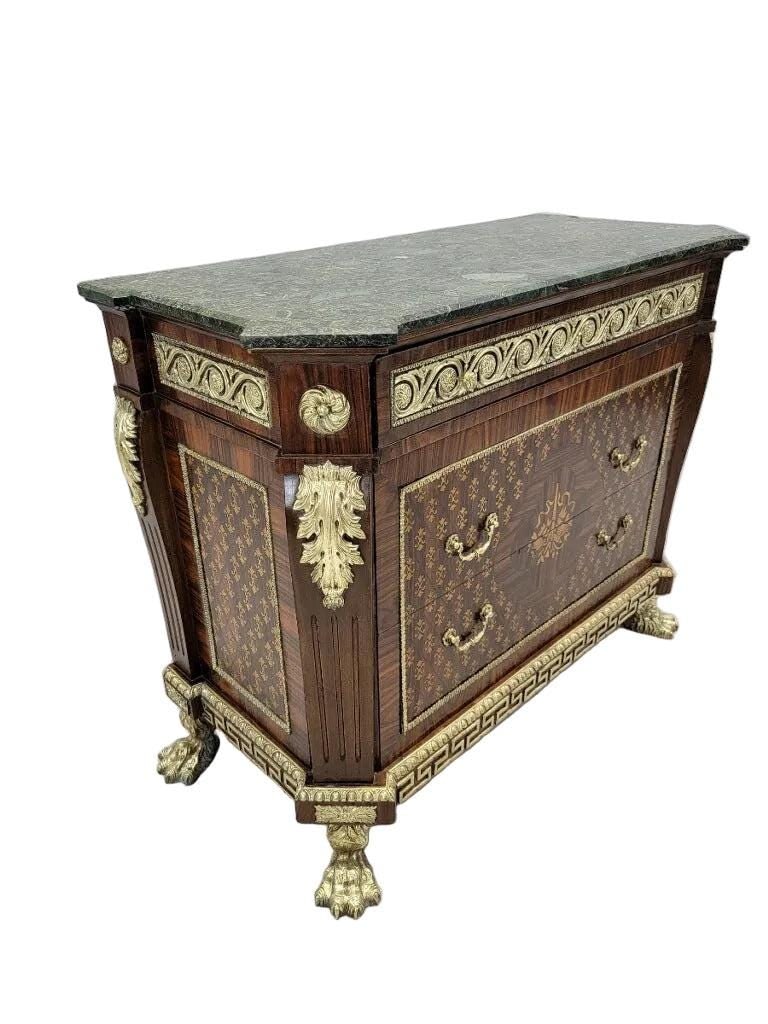 Antique French Empire Style Marquetry Inlay Chest Commode - 3